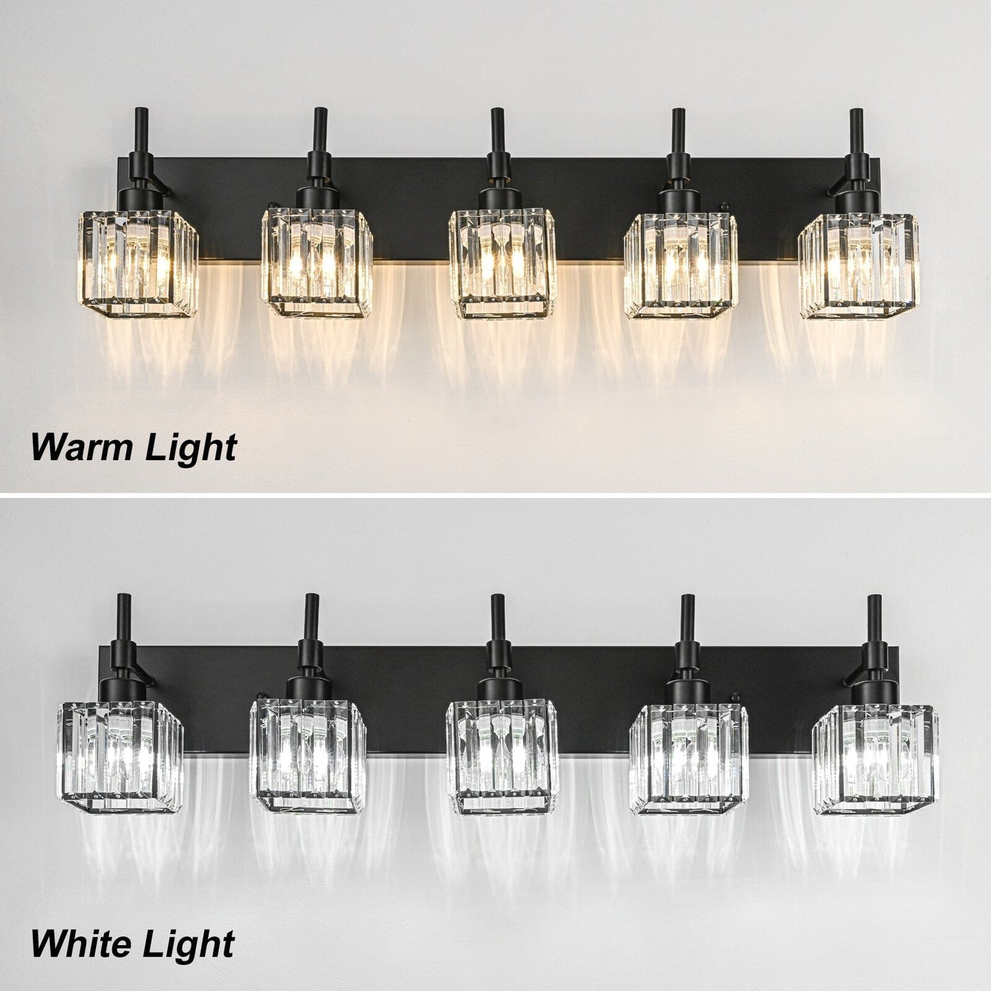 Ora Lustre de salle de bain moderne à cristaux, à intensité variable, pour miroir, éclairage de vanité glamour