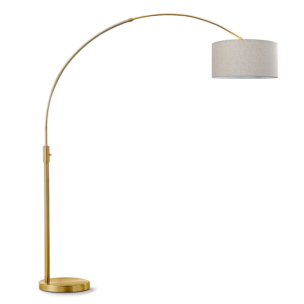 Lampe de sol à arche rétractable à LED dimmable Orbita 81H, ampoule incluse, finition laiton antique.