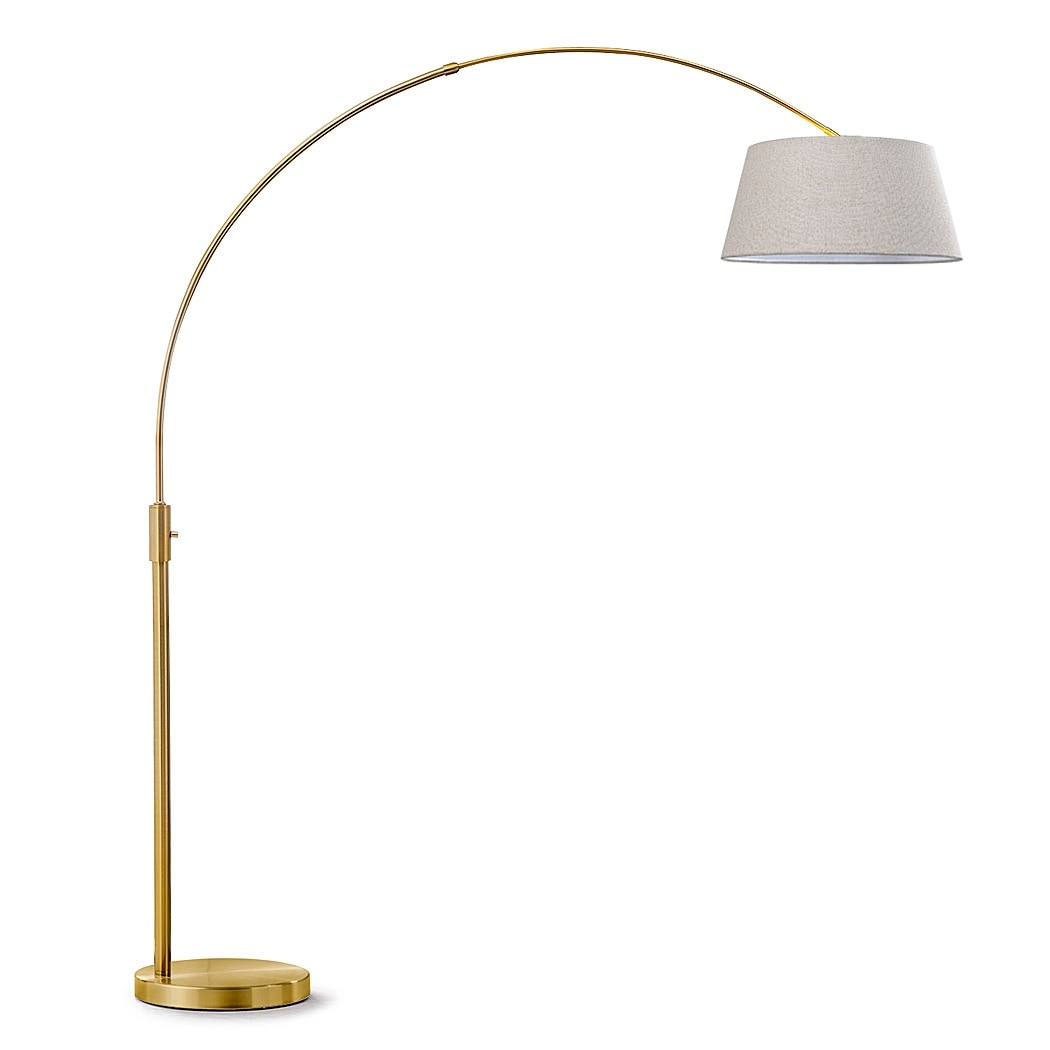 Lampe de sol à arche rétractable à LED dimmable Orbita 81H, ampoule incluse, finition laiton antique.