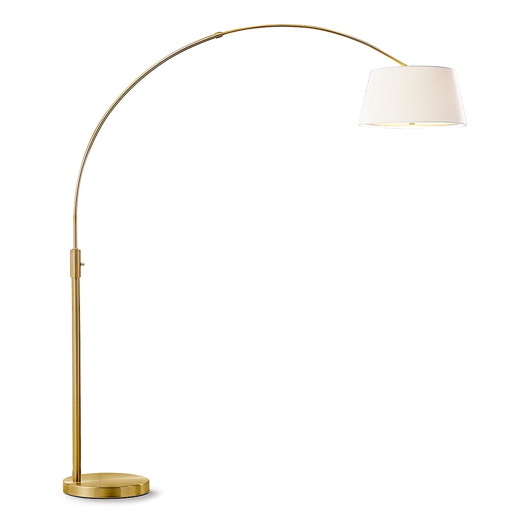 Lampe de sol à arche rétractable à LED dimmable Orbita 81H, ampoule incluse, finition laiton antique.