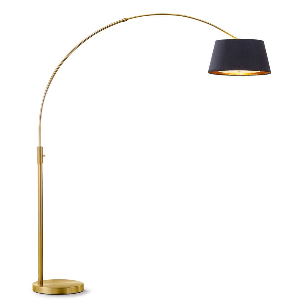 Lampe de sol à arche rétractable à LED dimmable Orbita 81H, ampoule incluse, finition laiton antique.