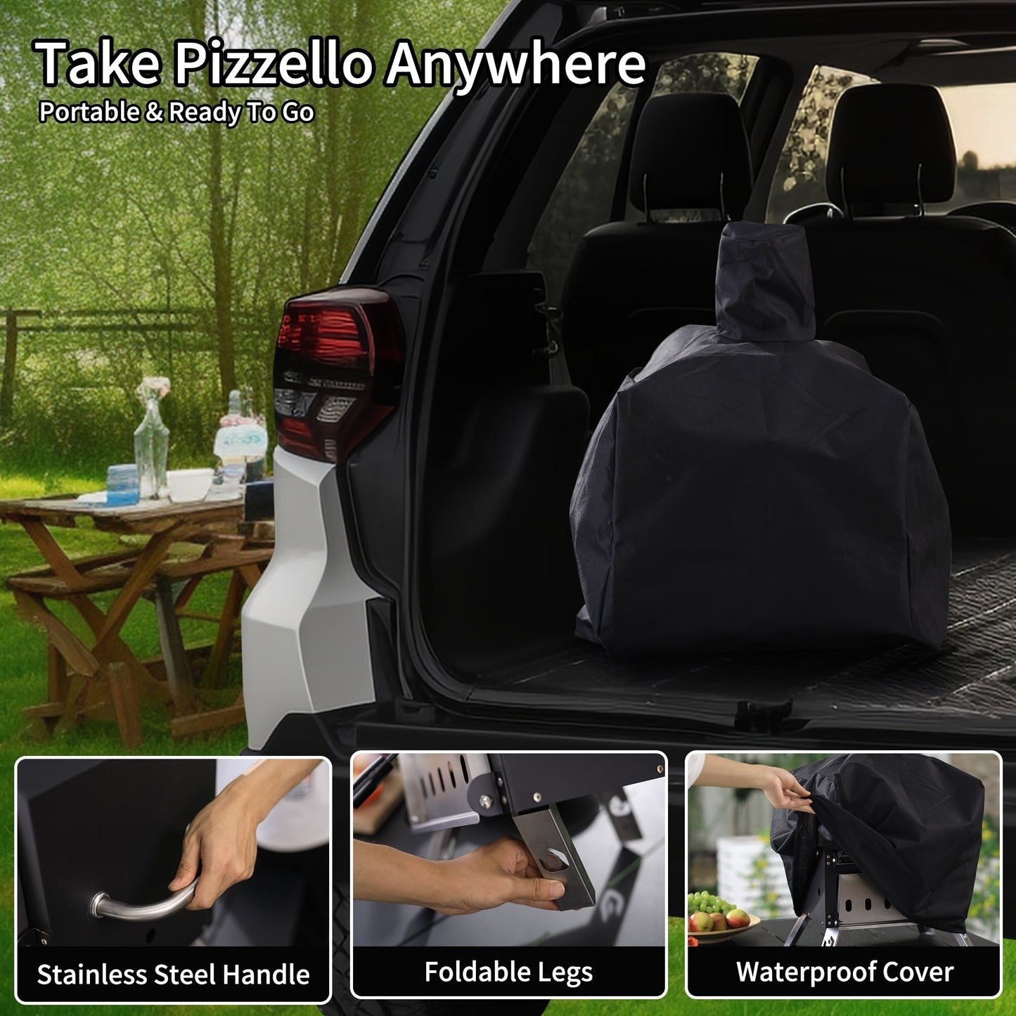 Four à pizza extérieur au bois, appareil à pizza 2 couches, grill à pizza extérieur pour fêtes de jardin - 30 cm (12 pouces)