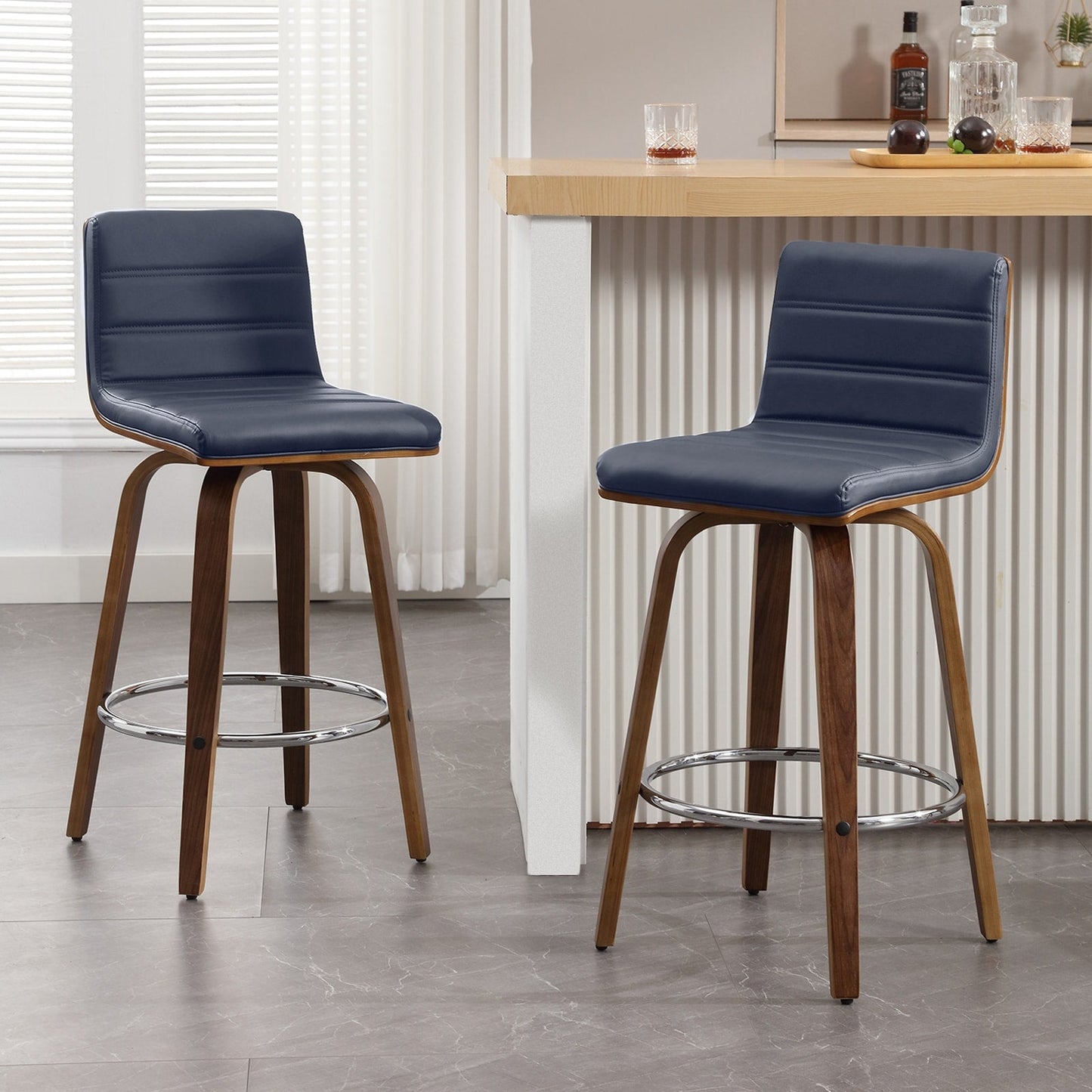 Tabourets de bar/hauts-sièges pivotants en simili cuir 26/29, lot de 2/3