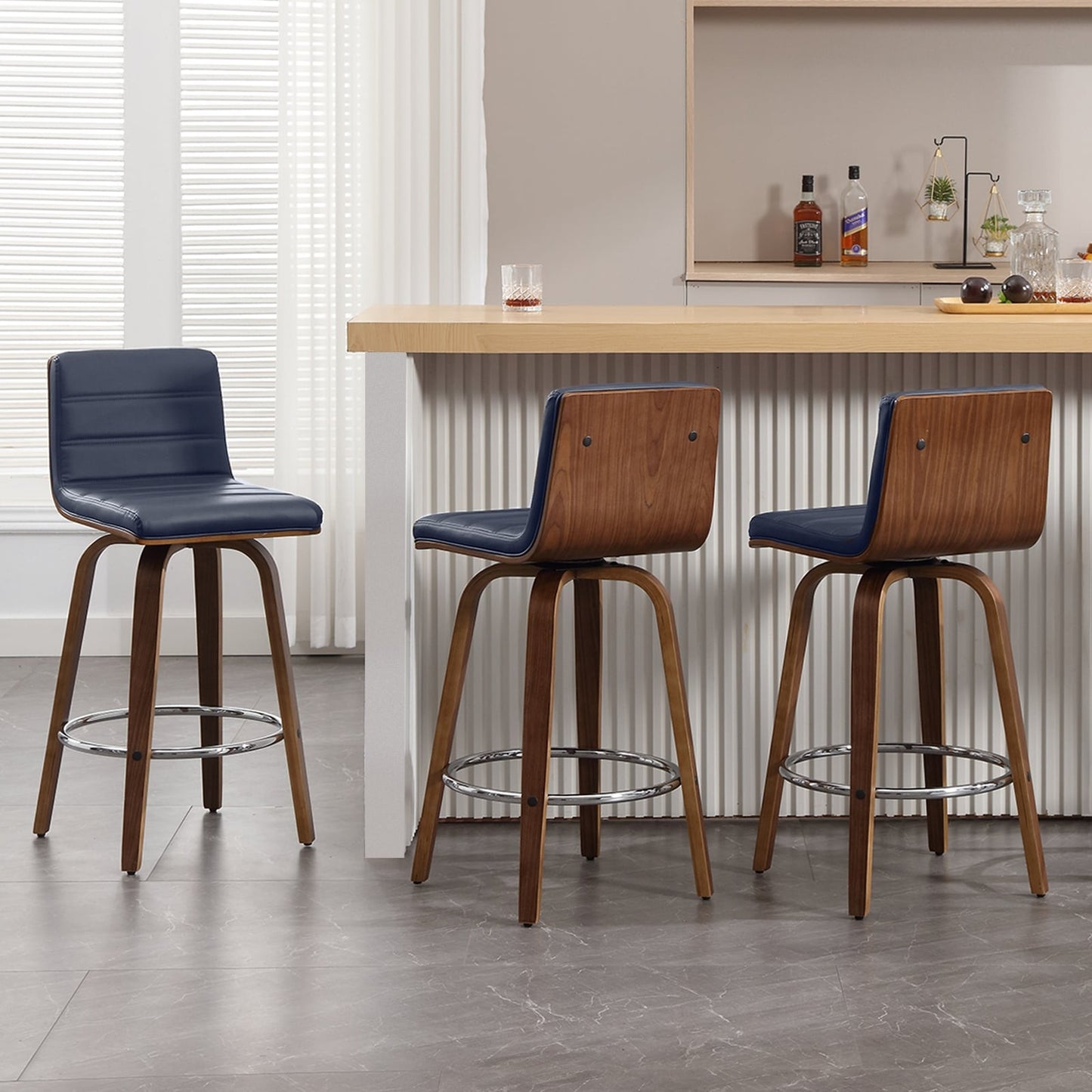Tabourets de bar/hauts-sièges pivotants en simili cuir 26/29, lot de 2/3