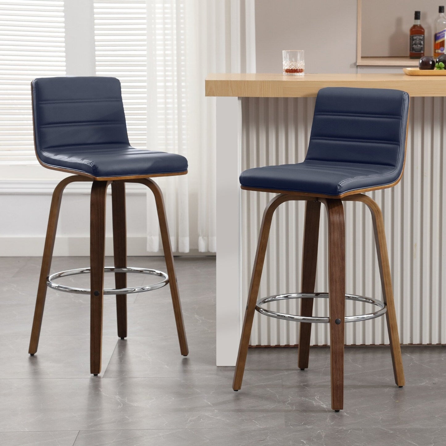 Tabourets de bar/hauts-sièges pivotants en simili cuir 26/29, lot de 2/3