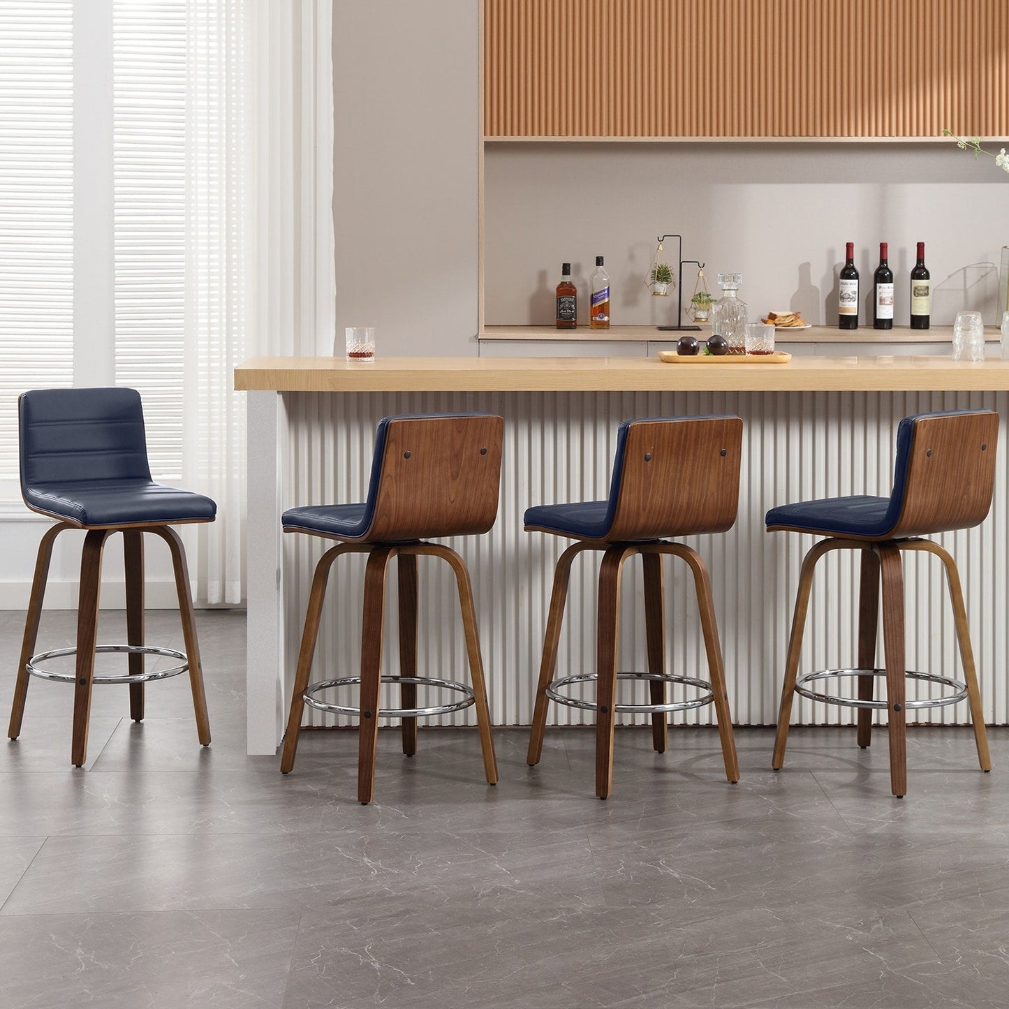 Tabourets de bar/hauts-sièges pivotants en simili cuir 26/29, lot de 2/3