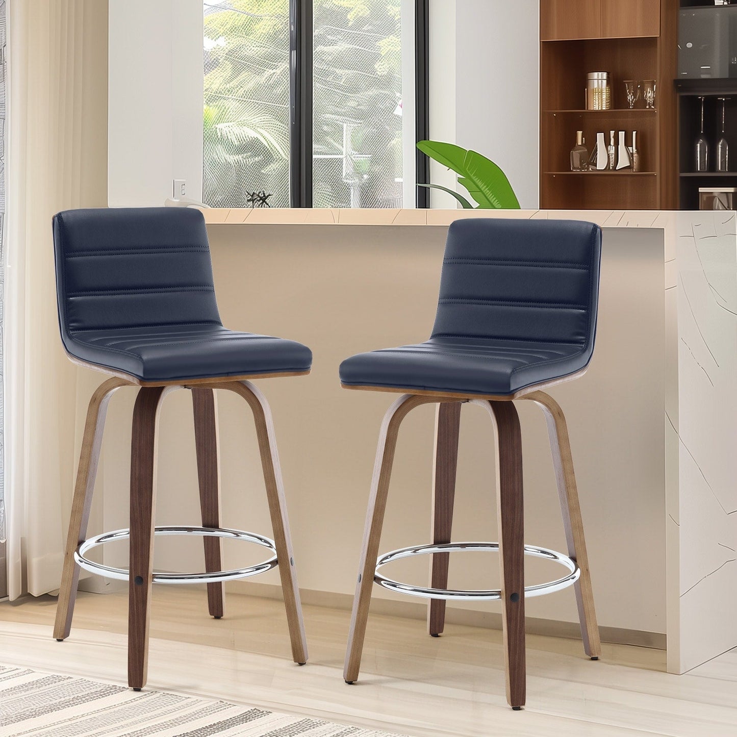 Tabourets de bar/hauts-sièges pivotants en simili cuir 26/29, lot de 2/3