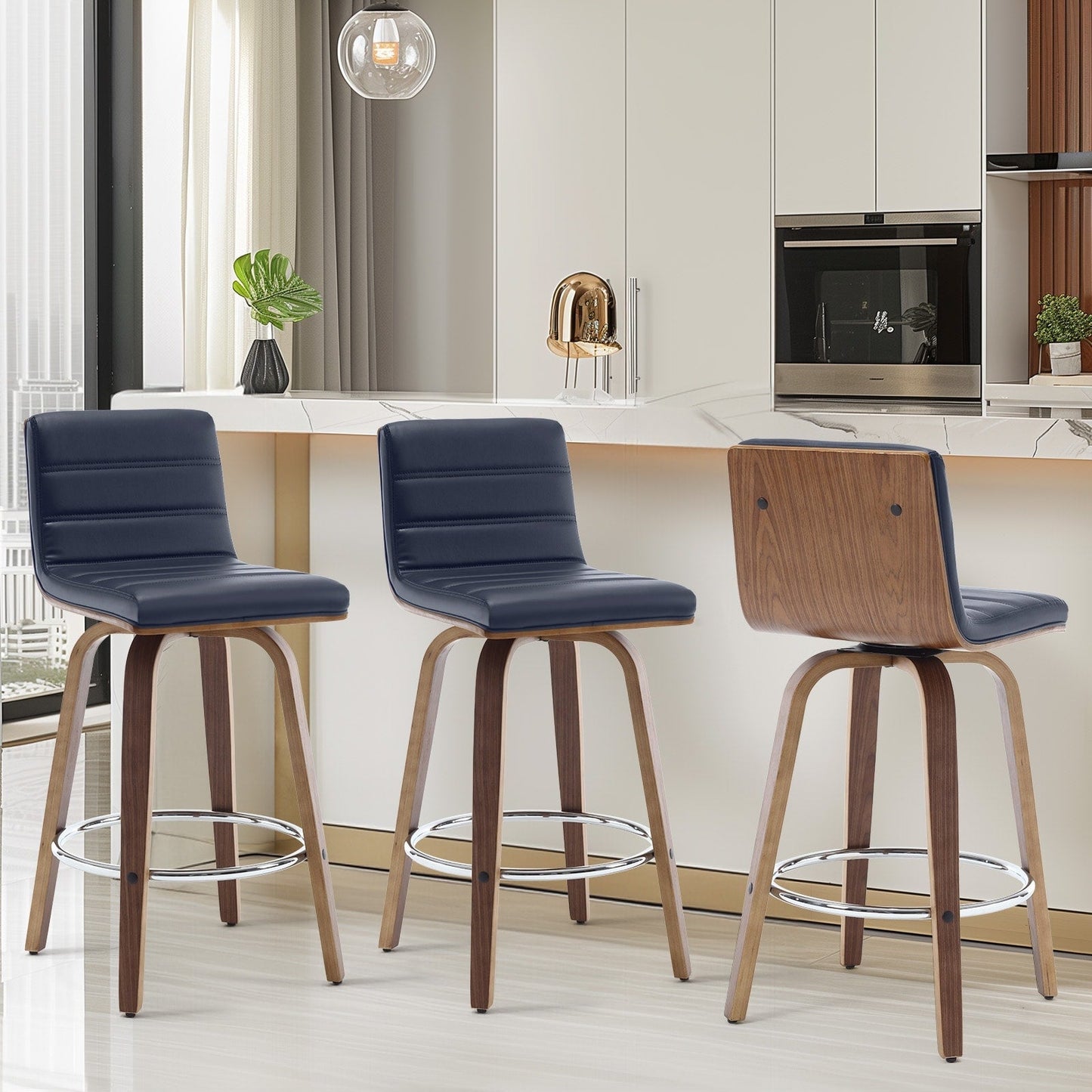 Tabourets de bar/hauts-sièges pivotants en simili cuir 26/29, lot de 2/3