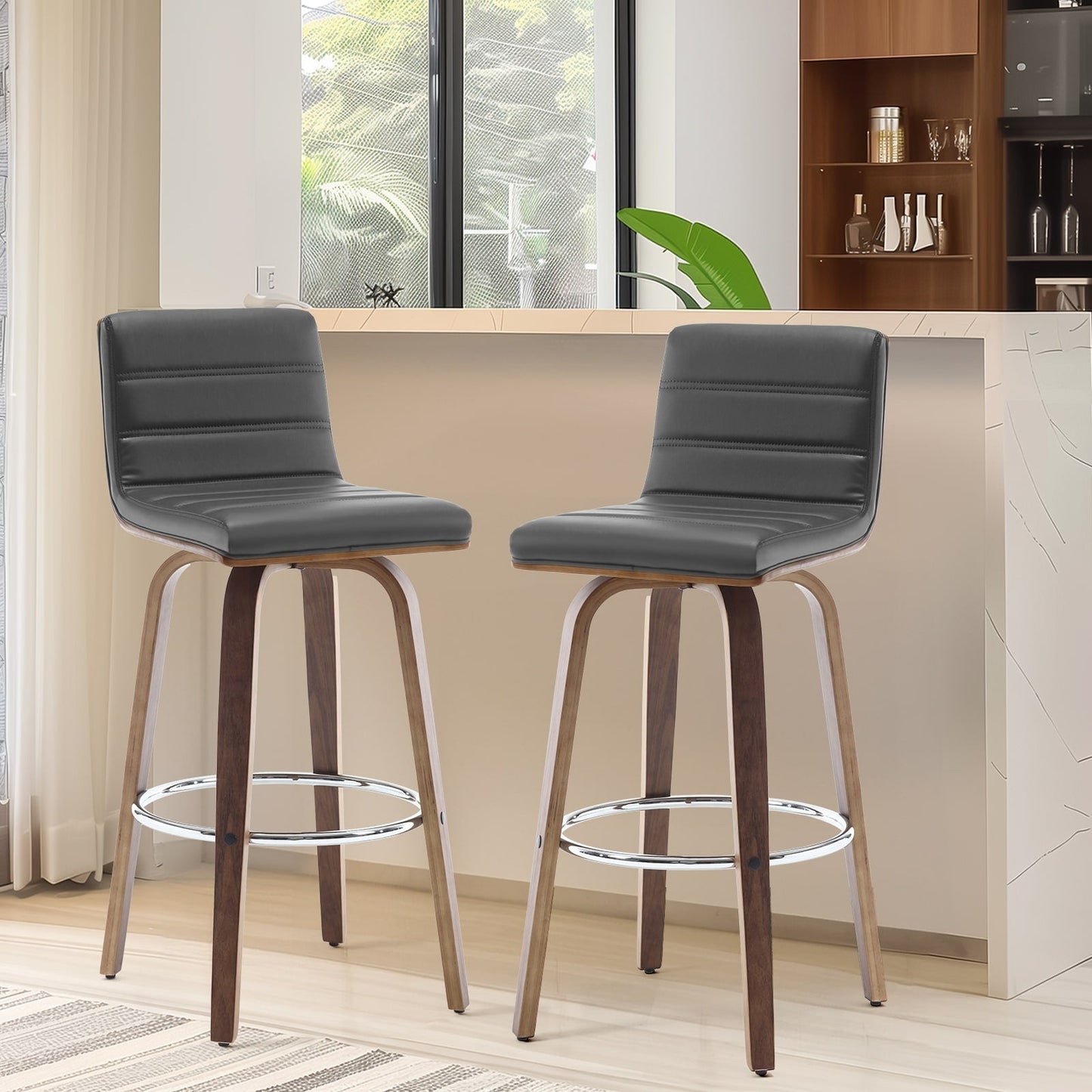 Tabourets de bar/hauts-sièges pivotants en simili cuir 26/29, lot de 2/3