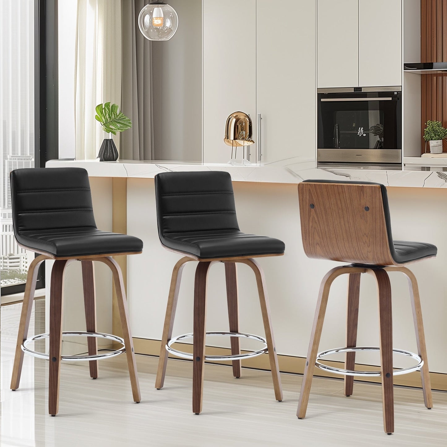 Tabourets de bar/hauts-sièges pivotants en simili cuir 26/29, lot de 2/3