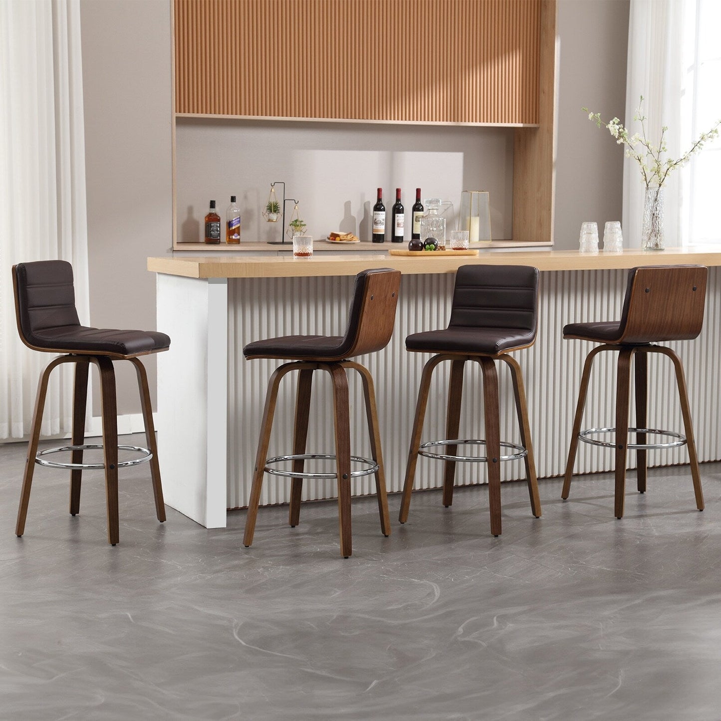 Tabourets de bar/hauts-sièges pivotants en simili cuir 26/29, lot de 2/3