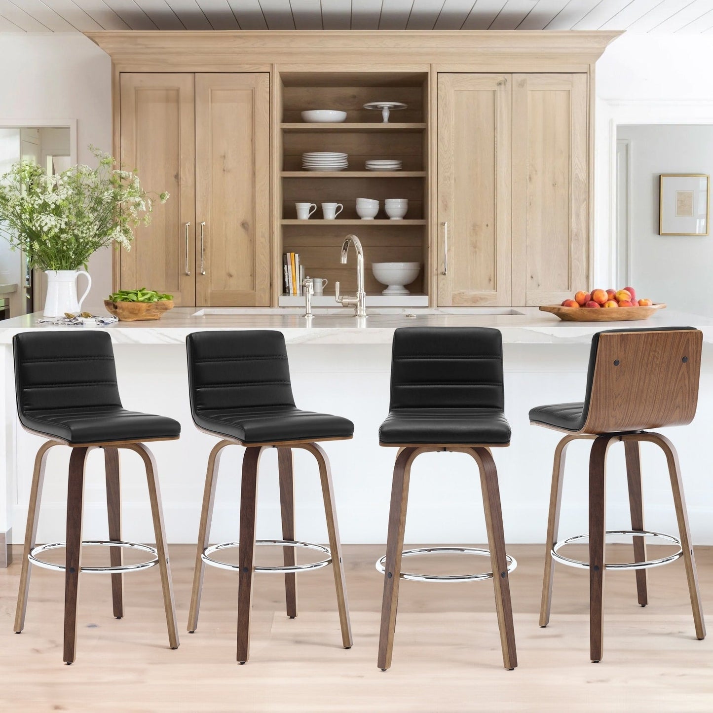 Tabourets de bar/hauts-sièges pivotants en simili cuir 26/29, lot de 2/3