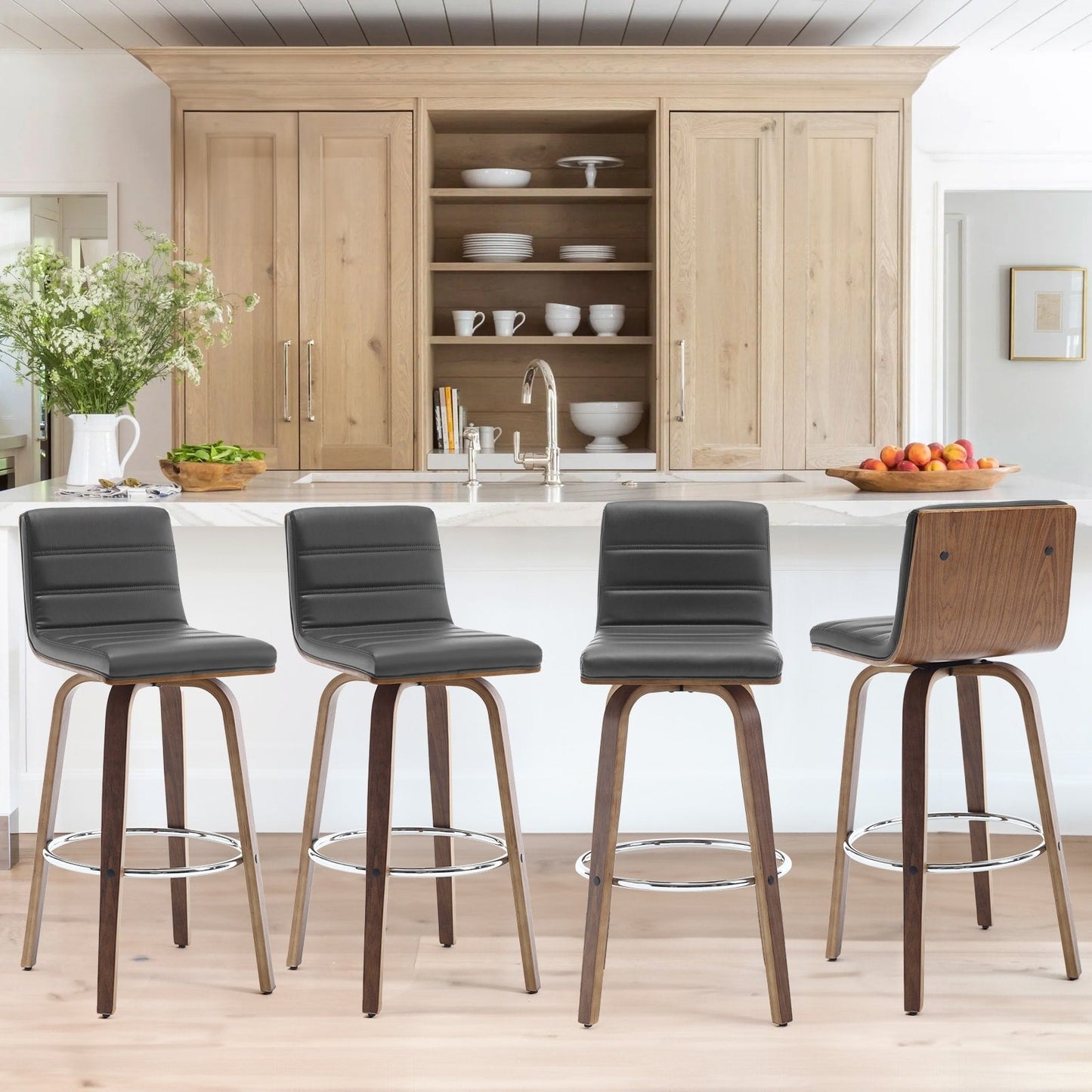 Tabourets de bar/hauts-sièges pivotants en simili cuir 26/29, lot de 2/3