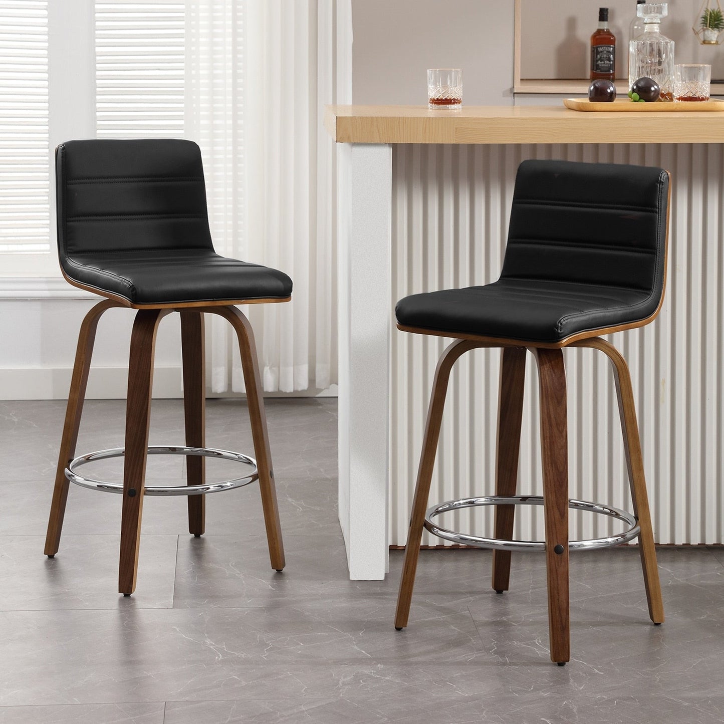 Tabourets de bar/hauts-sièges pivotants en simili cuir 26/29, lot de 2/3