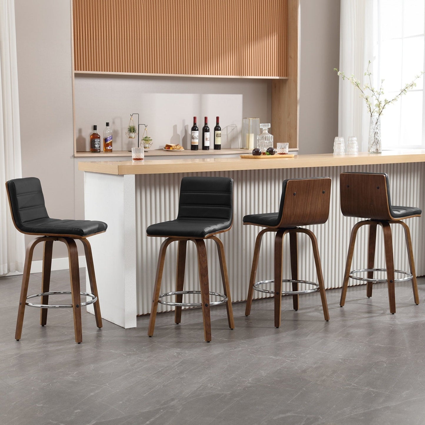 Tabourets de bar/hauts-sièges pivotants en simili cuir 26/29, lot de 2/3