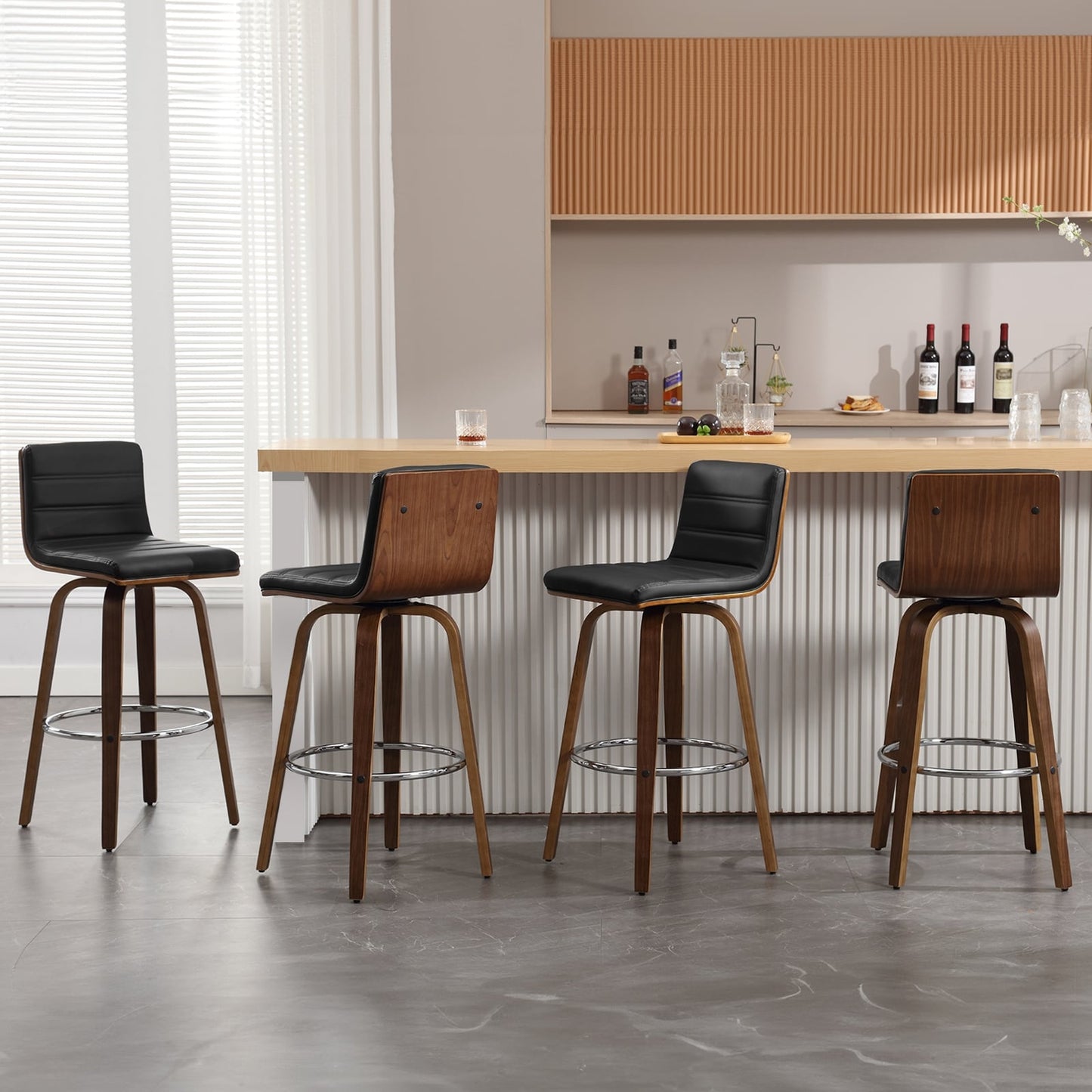 Tabourets de bar/hauts-sièges pivotants en simili cuir 26/29, lot de 2/3