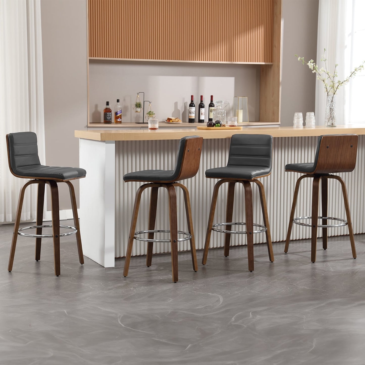 Tabourets de bar/hauts-sièges pivotants en simili cuir 26/29, lot de 2/3