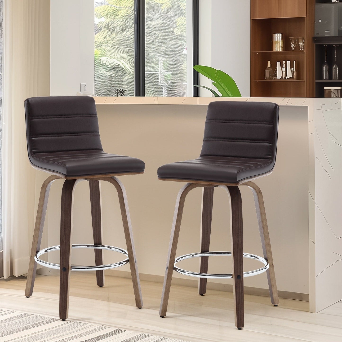 Tabourets de bar/hauts-sièges pivotants en simili cuir 26/29, lot de 2/3