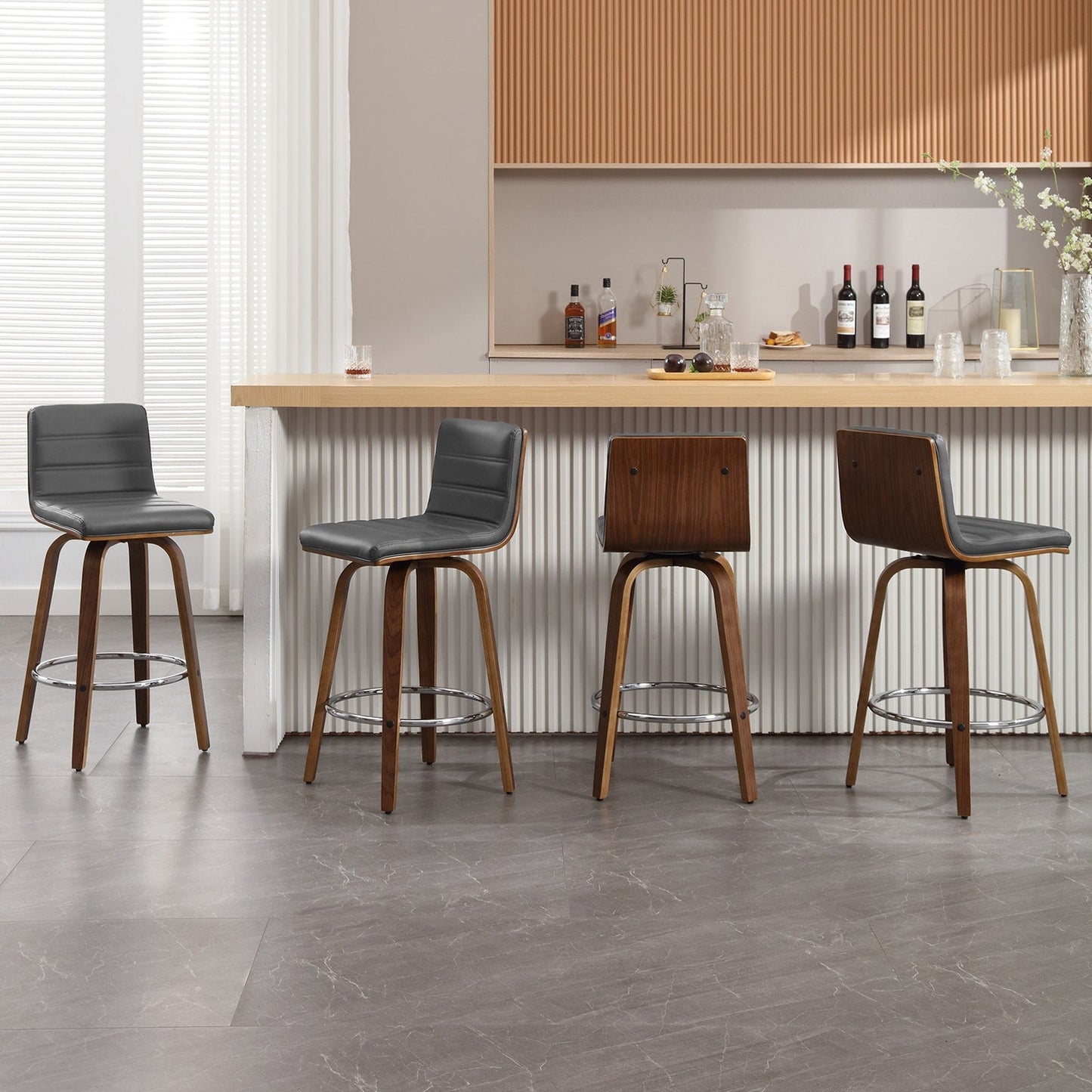Tabourets de bar/hauts-sièges pivotants en simili cuir 26/29, lot de 2/3