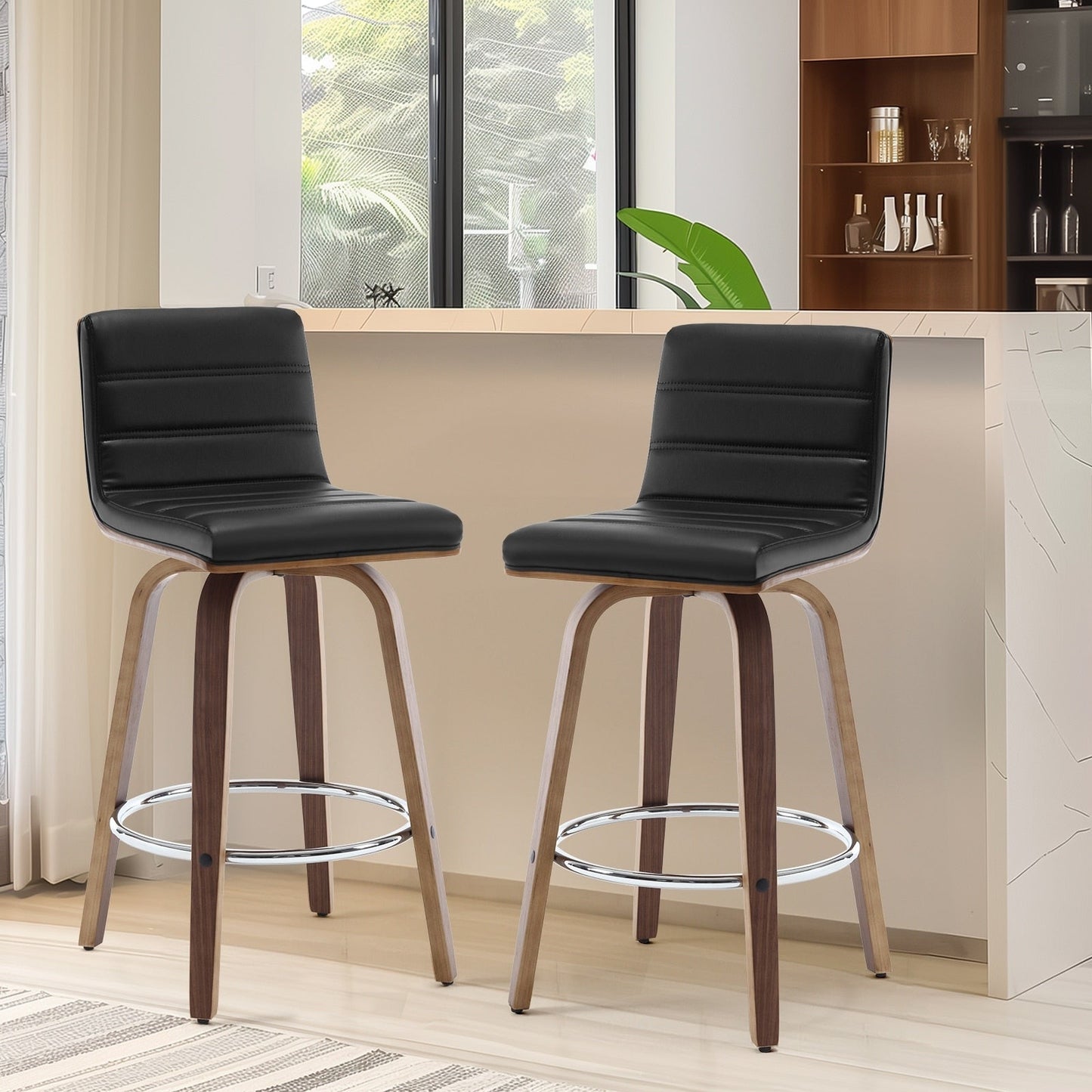 Tabourets de bar/hauts-sièges pivotants en simili cuir 26/29, lot de 2/3