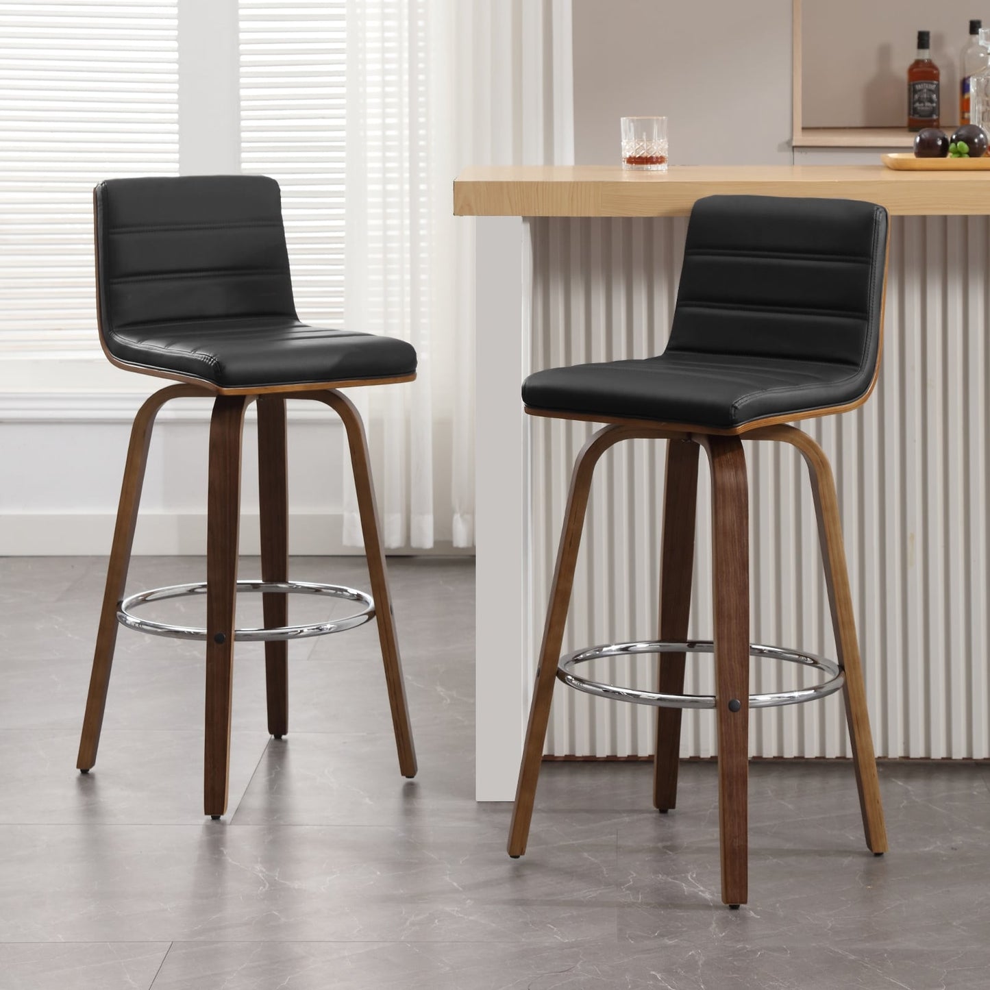 Tabourets de bar/hauts-sièges pivotants en simili cuir 26/29, lot de 2/3