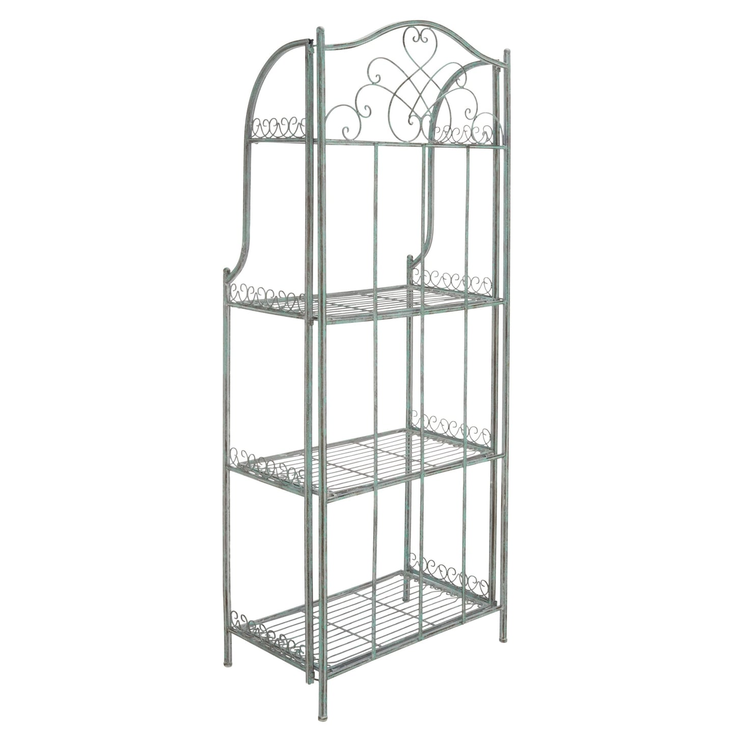 SAFAVIEH Bryn, étagère à gâteaux d'extérieur en fer forgé de style victorien à 4 niveaux - 63,5 cm L x 38,1 cm P x 160 cm H - 63,5L x 38,1P x 160H