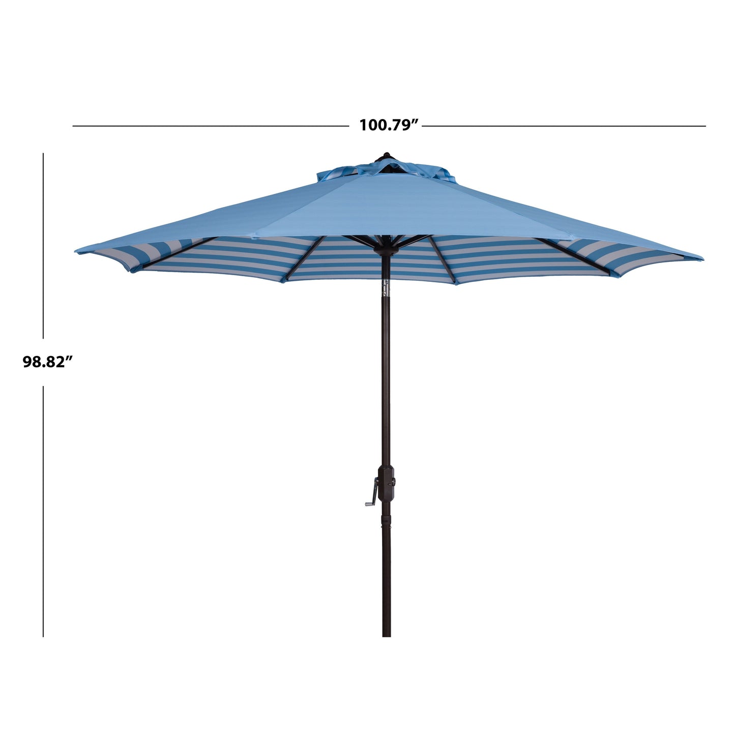 Parasol de jardin à manivelle SAFAVIEH Hadire Inside Out à rayures, 9 pieds