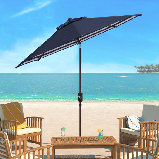 Parasol de jardin à manivelle SAFAVIEH Hadire Inside Out à rayures, 9 pieds