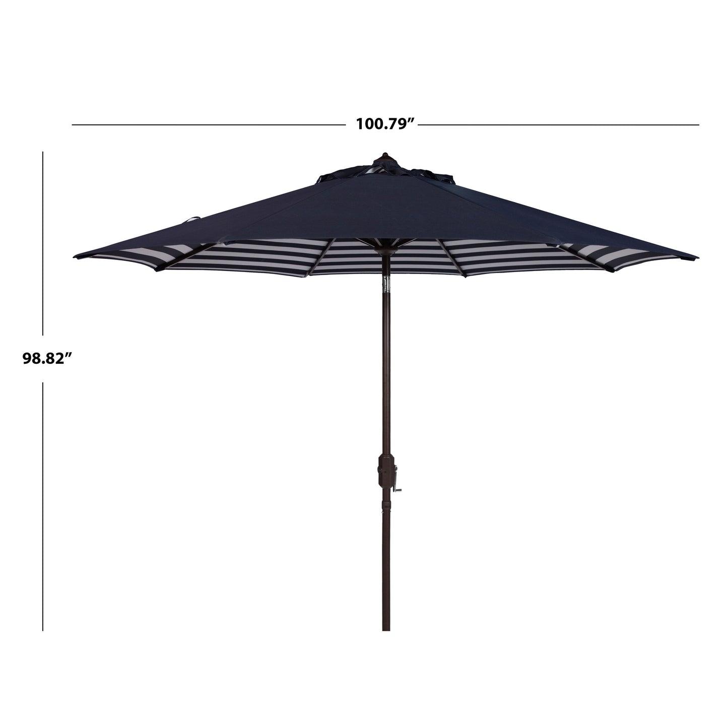 Parasol de jardin à manivelle SAFAVIEH Hadire Inside Out à rayures, 9 pieds