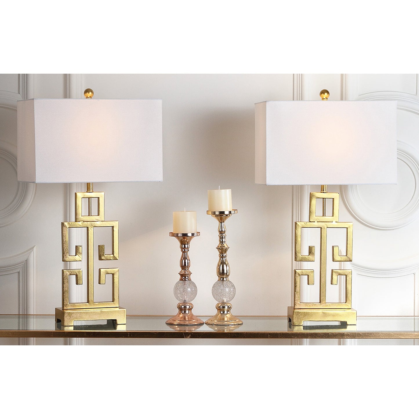 SAFAVIEH Lighting Chantelle, lampe de table antique dorée de 74 cm (lot de 2) - 16W x 9D x 74H