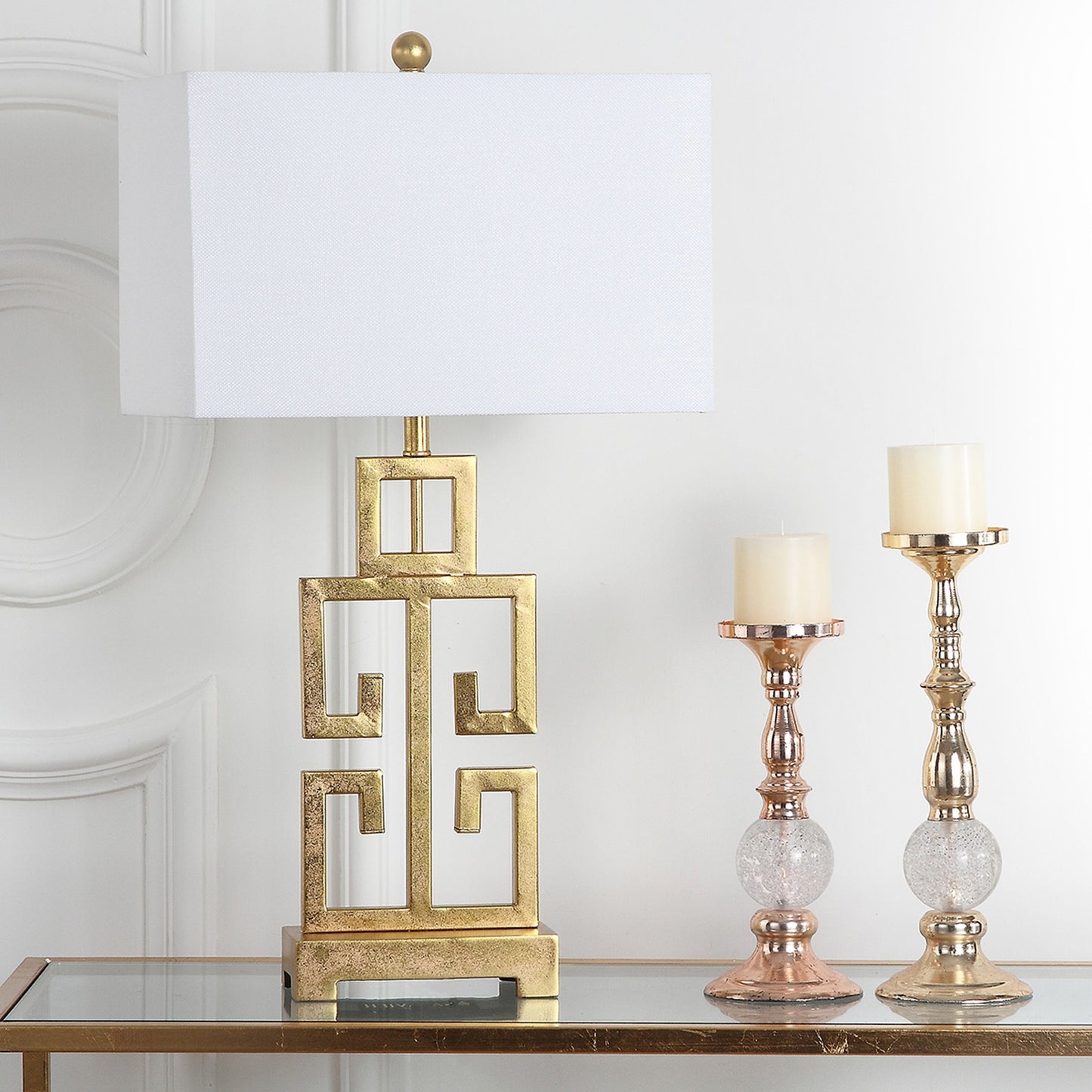 SAFAVIEH Lighting Chantelle, lampe de table antique dorée de 74 cm (lot de 2) - 16W x 9D x 74H