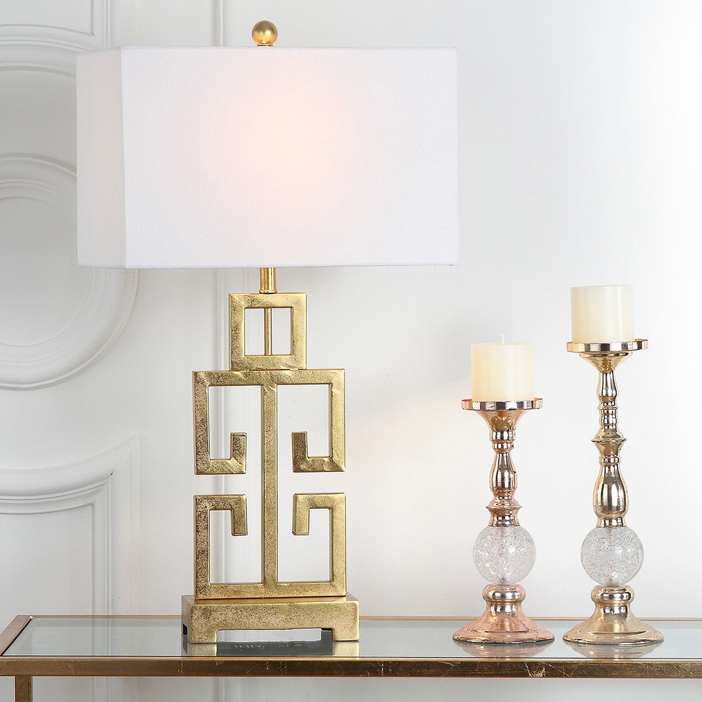SAFAVIEH Lighting Chantelle, lampe de table antique dorée de 74 cm (lot de 2) - 16W x 9D x 74H