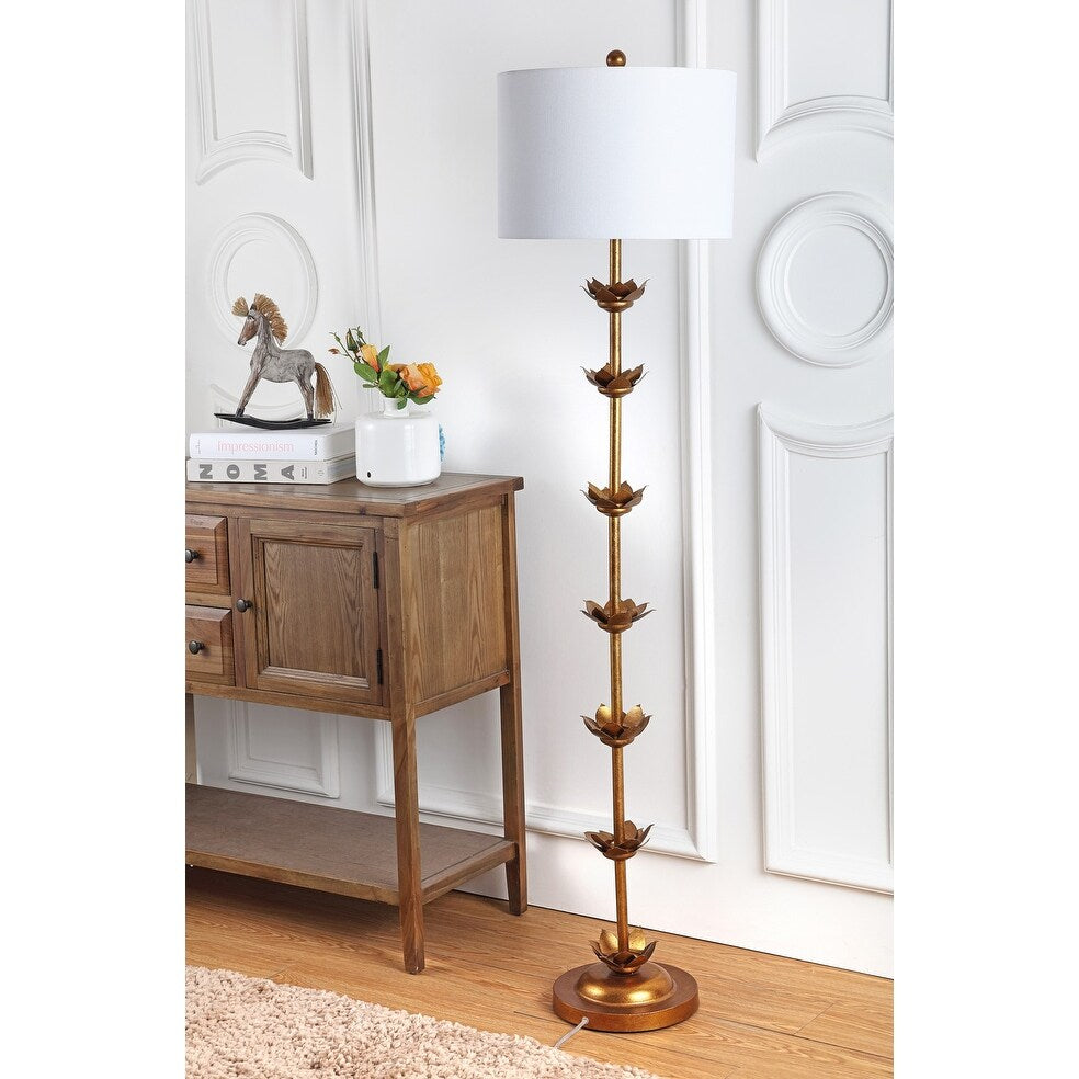 SAFAVIEH Lighting Doretha Lampe de sol à LED dorée 64 pouces - 15 x 15 x 63,5 - Or antique - 15Lx15Px64H