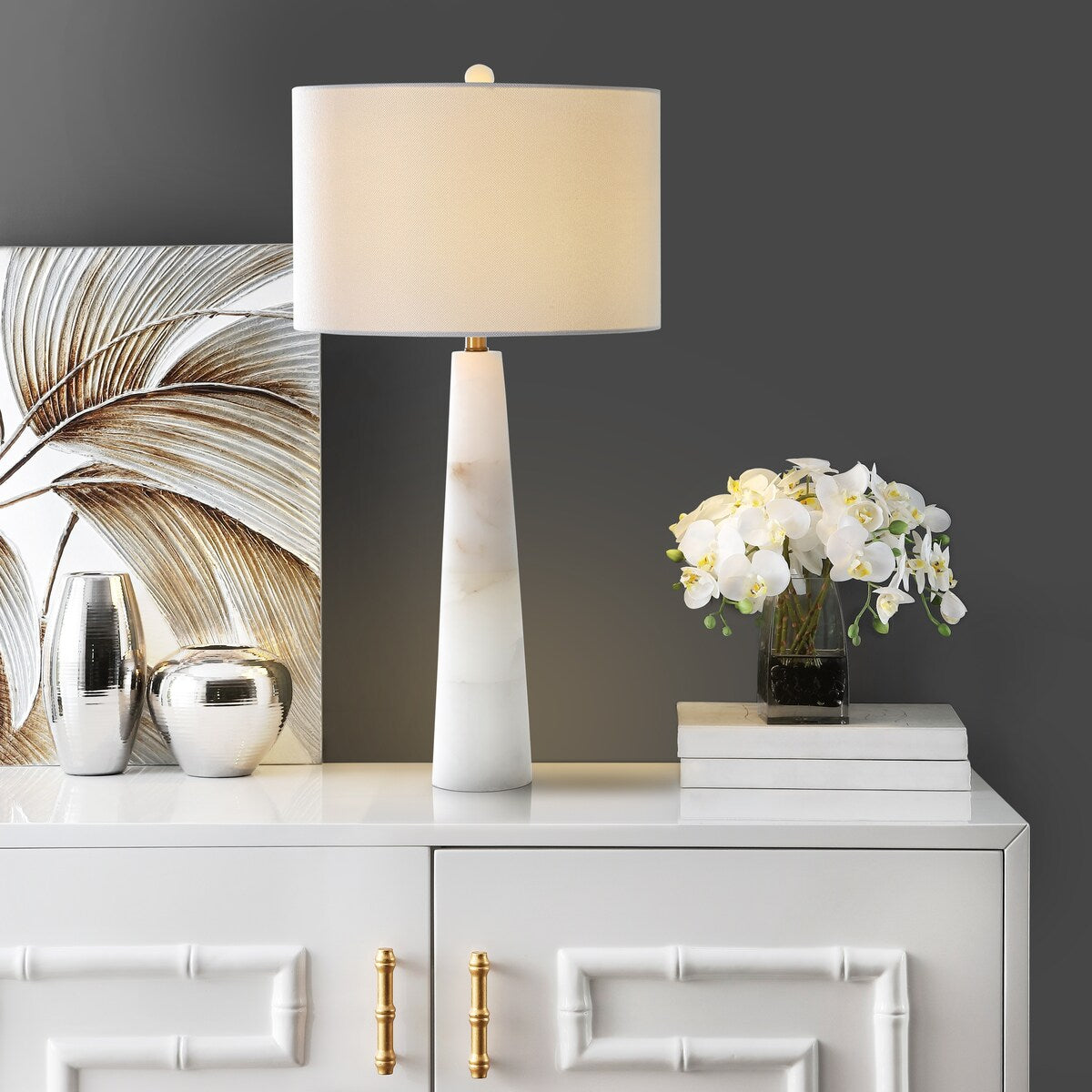 Lampe de table LED en albâtre Giorgiana de 76 cm (30 pouces) de SAFAVIEH Lighting - 38x38x76 cm (15x15x30 pouces) - 15Wx15Dx30H