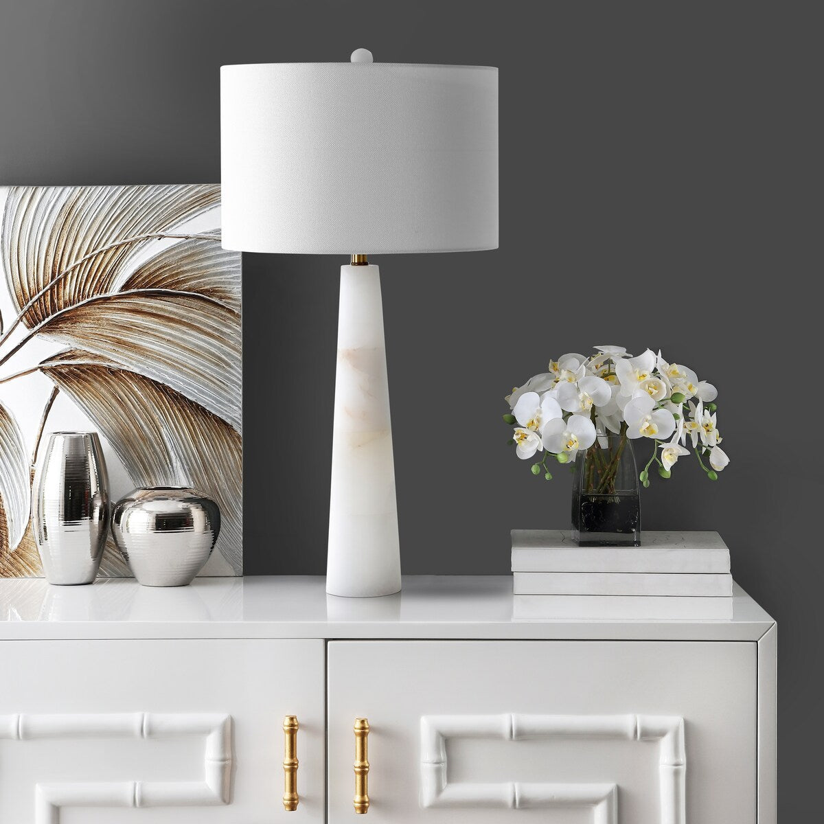 Lampe de table LED en albâtre Giorgiana de 76 cm (30 pouces) de SAFAVIEH Lighting - 38x38x76 cm (15x15x30 pouces) - 15Wx15Dx30H