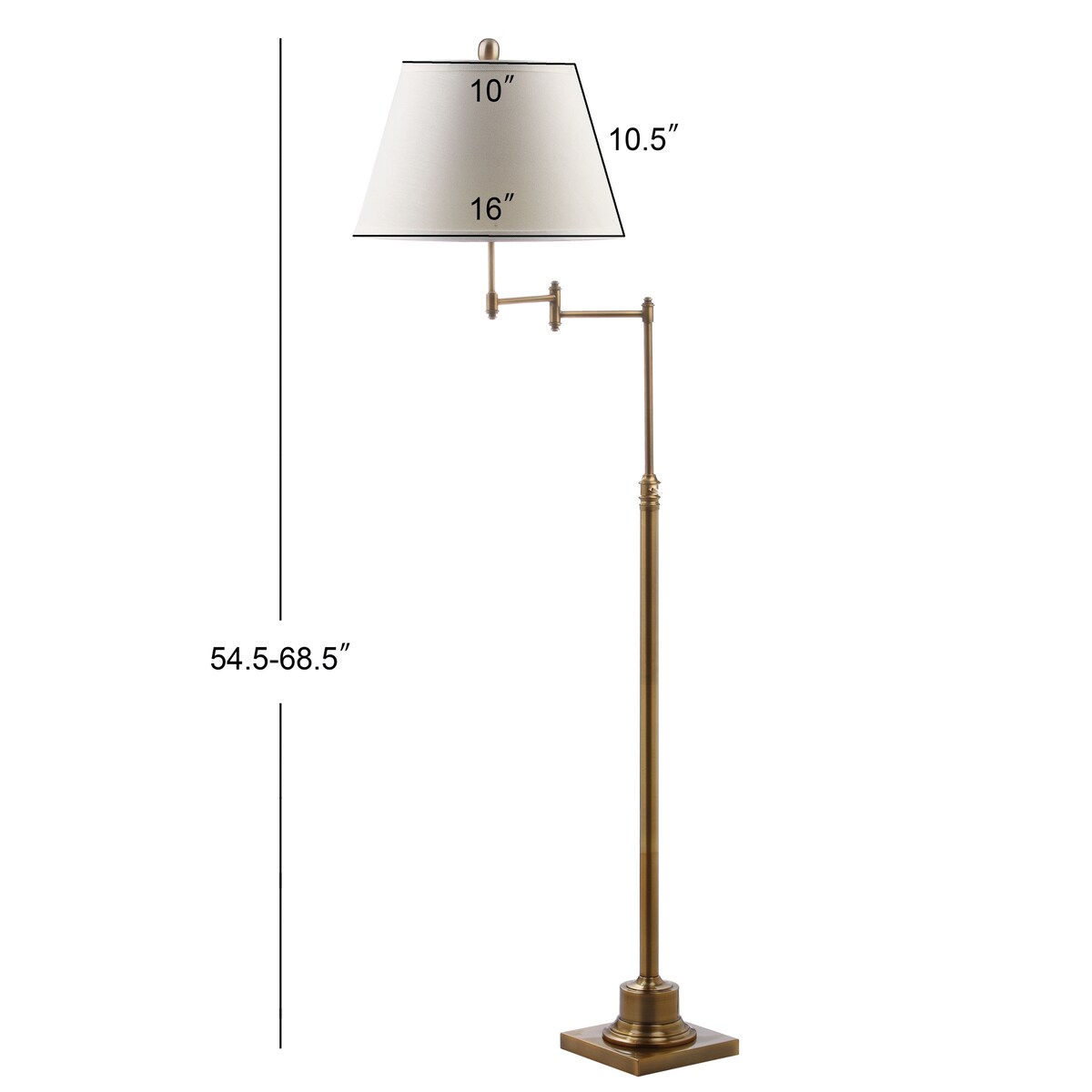 SAFAVIEH Lighting Tracee Lampe de sol pivotante dorée de 60 pouces - 16x16x54.5-68.5 - 16Lx16Px69H