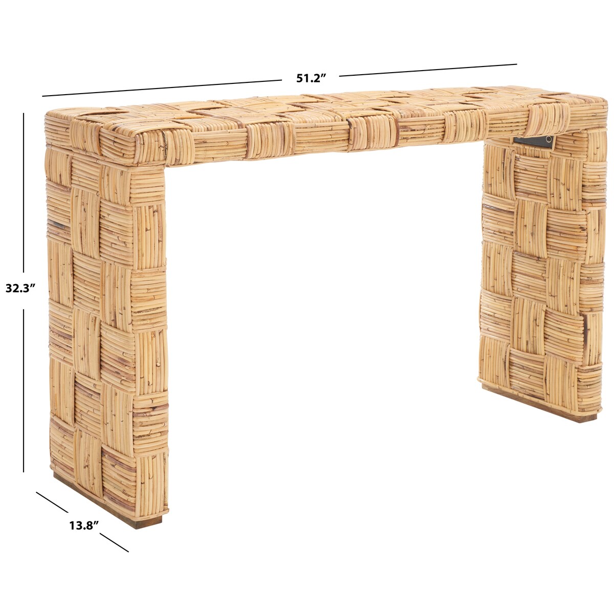 Table console en rotin SAFAVIEH Mindel - 51L x 14P x 32H (mesures en pouces)