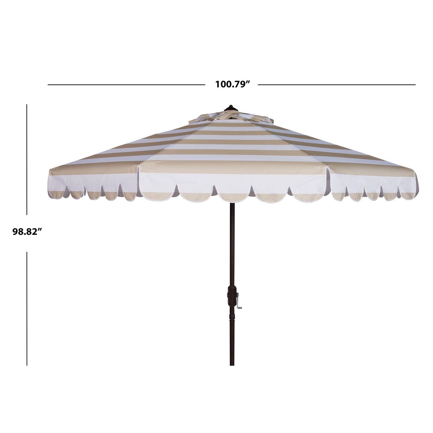 Parasol à manivelle à rayures et volutes SAFAVIEH Nargiz, 2,74 m (9 pieds)