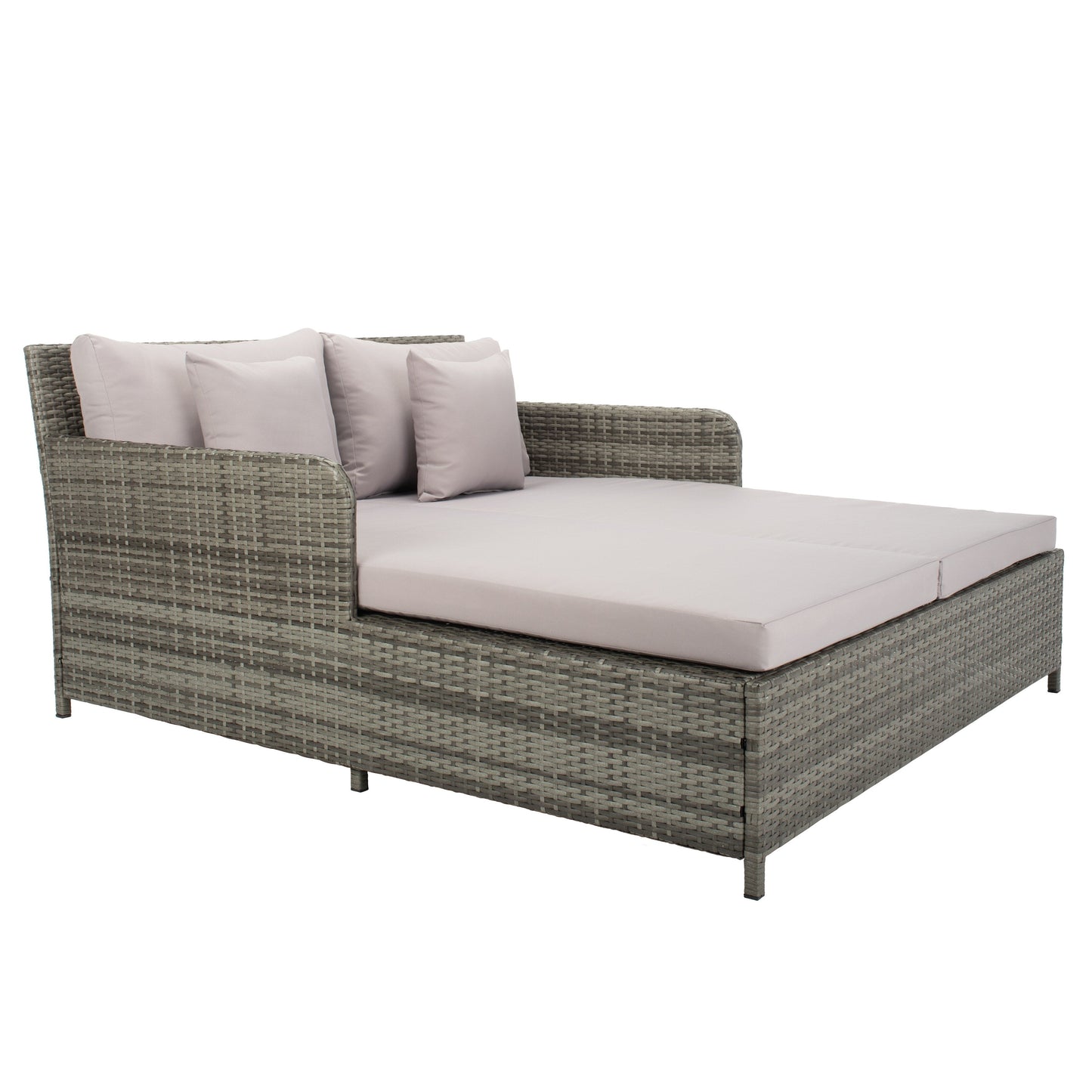 SAFAVIEH Taniyah, méridienne en osier d'extérieur avec coussins et oreillers - 135L x 71P x 157H (cm)