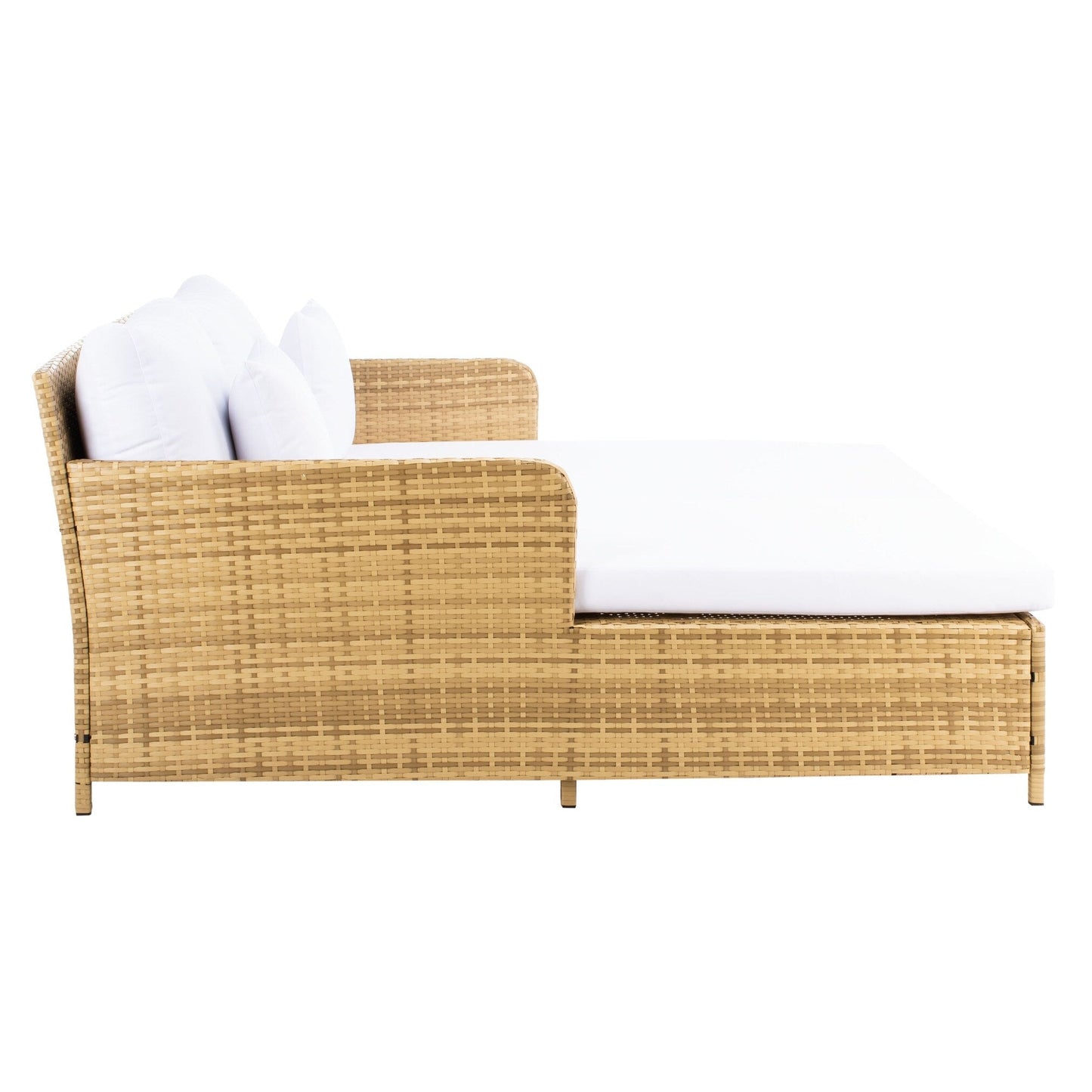 SAFAVIEH Taniyah, méridienne en osier d'extérieur avec coussins et oreillers - 135L x 71P x 157H (cm)