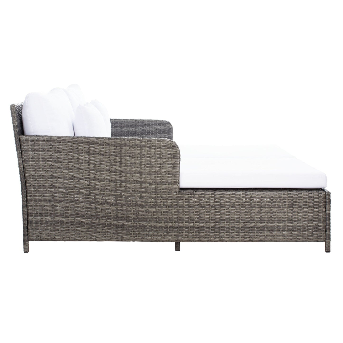 SAFAVIEH Taniyah, méridienne en osier d'extérieur avec coussins et oreillers - 135L x 71P x 157H (cm)