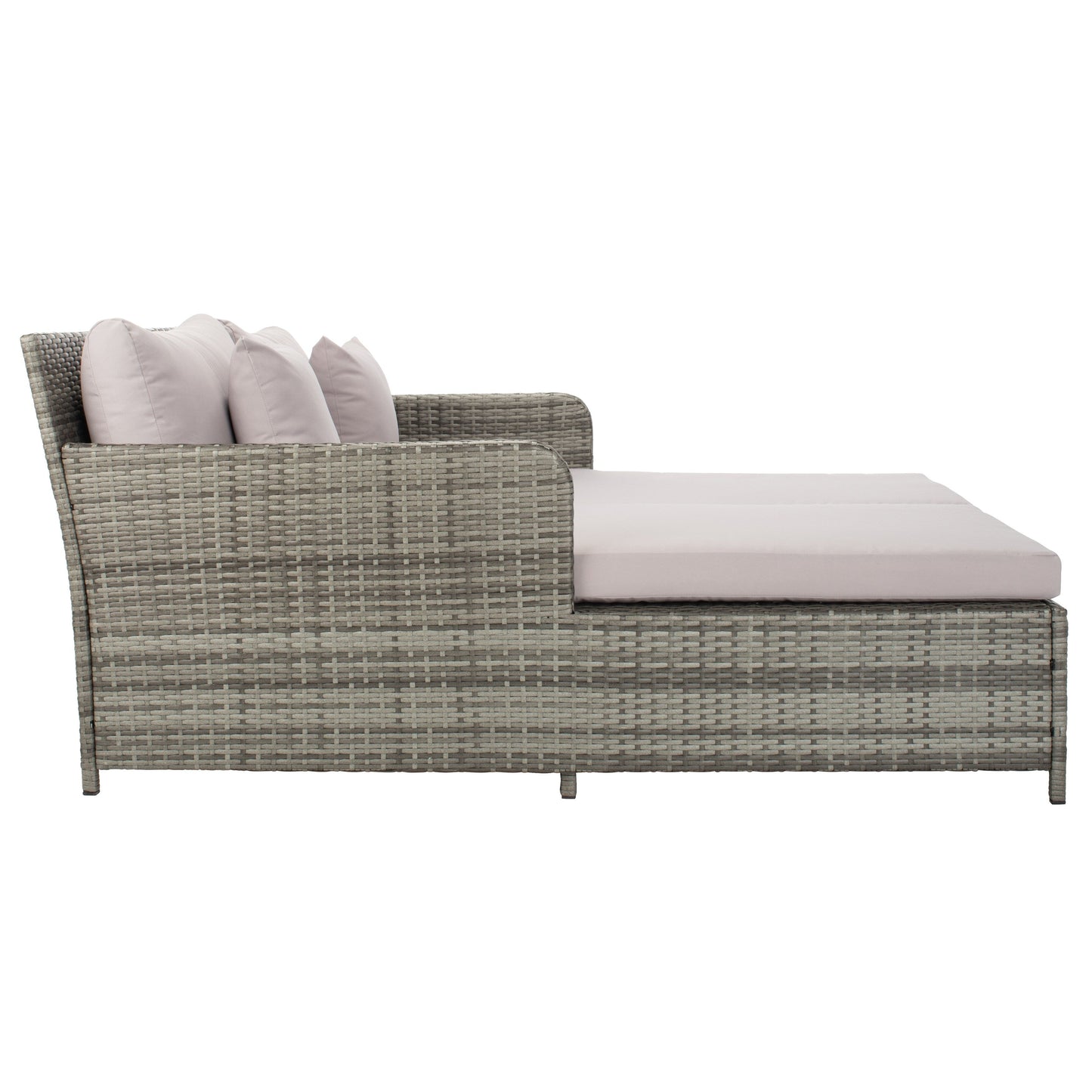 SAFAVIEH Taniyah, méridienne en osier d'extérieur avec coussins et oreillers - 135L x 71P x 157H (cm)