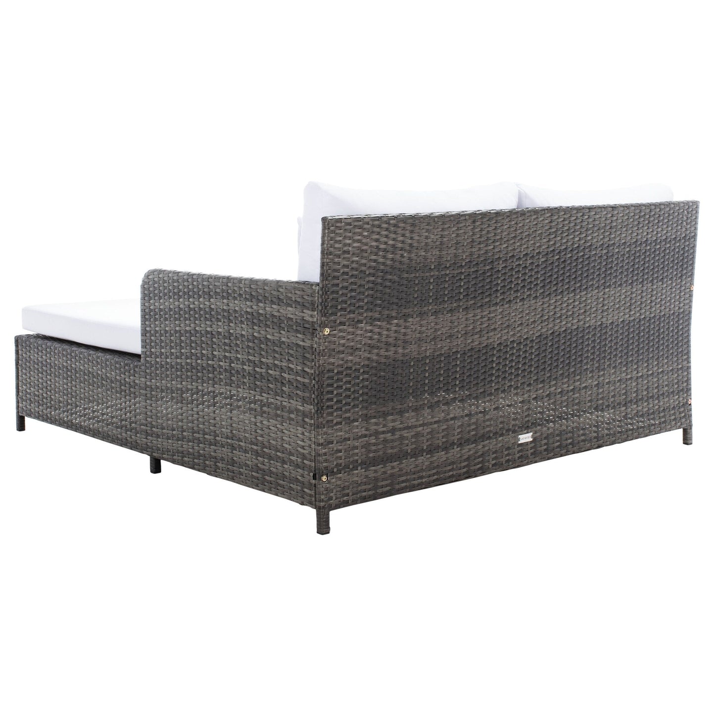 SAFAVIEH Taniyah, méridienne en osier d'extérieur avec coussins et oreillers - 135L x 71P x 157H (cm)