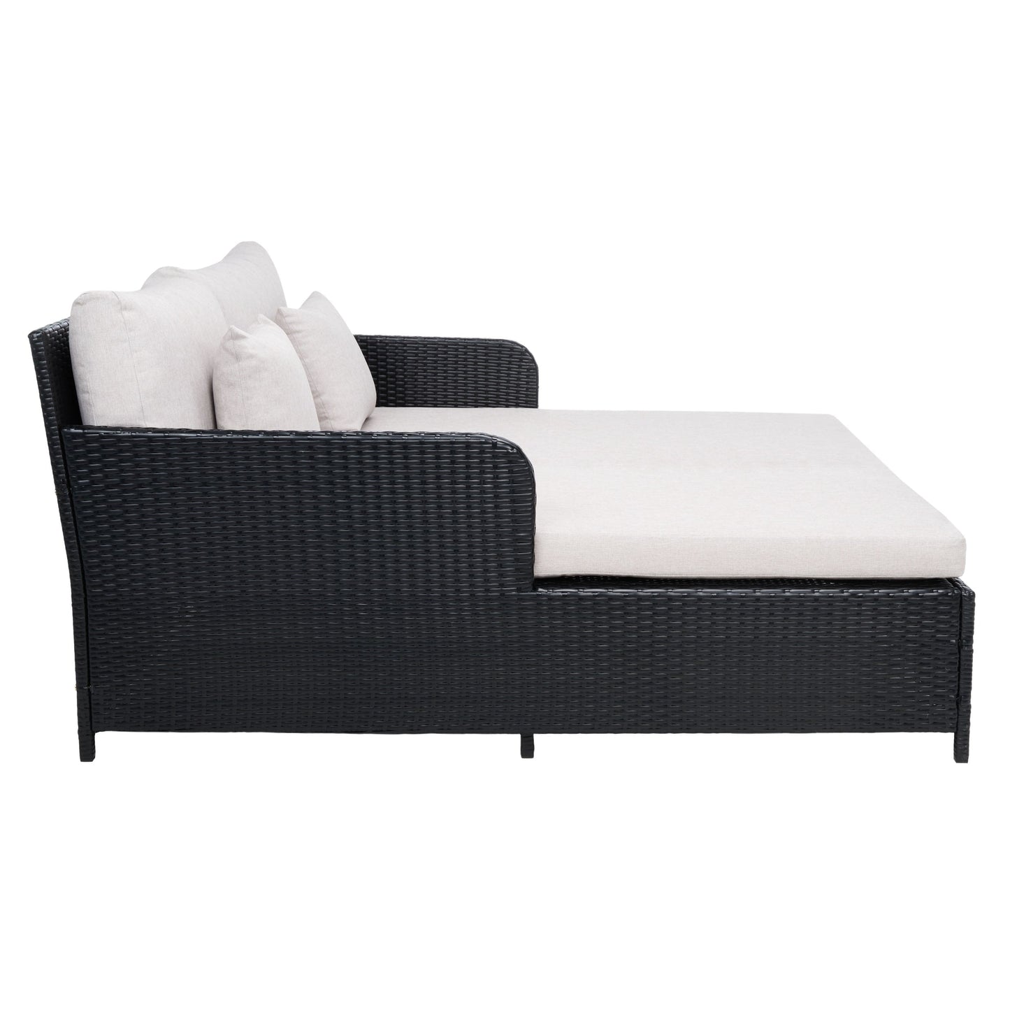 SAFAVIEH Taniyah, méridienne en osier d'extérieur avec coussins et oreillers - 135L x 71P x 157H (cm)