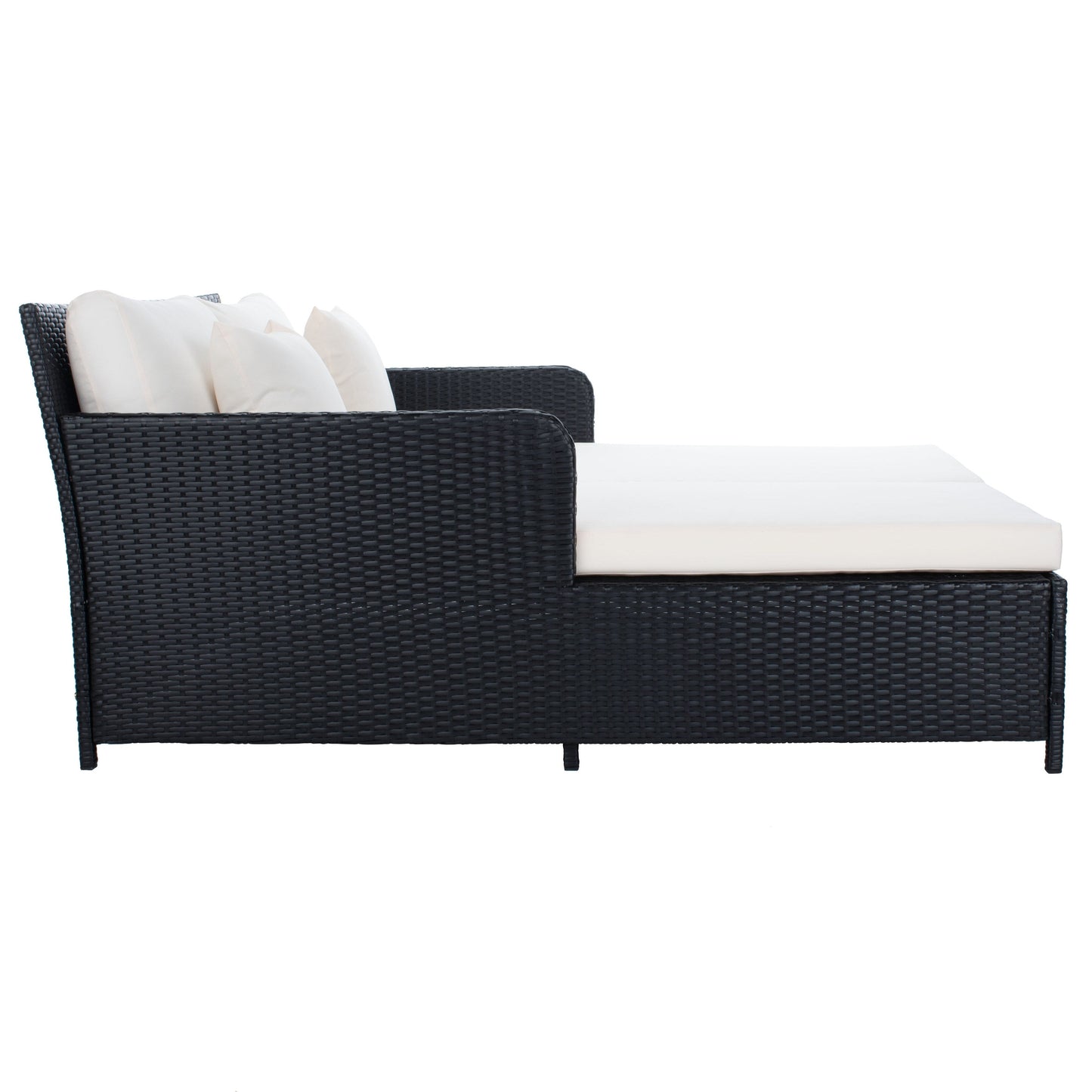 SAFAVIEH Taniyah, méridienne en osier d'extérieur avec coussins et oreillers - 135L x 71P x 157H (cm)