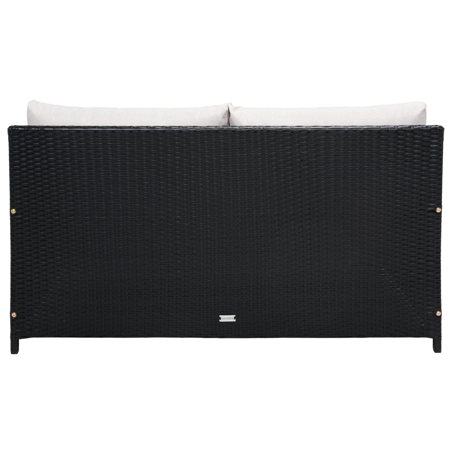 SAFAVIEH Taniyah, méridienne en osier d'extérieur avec coussins et oreillers - 135L x 71P x 157H (cm)