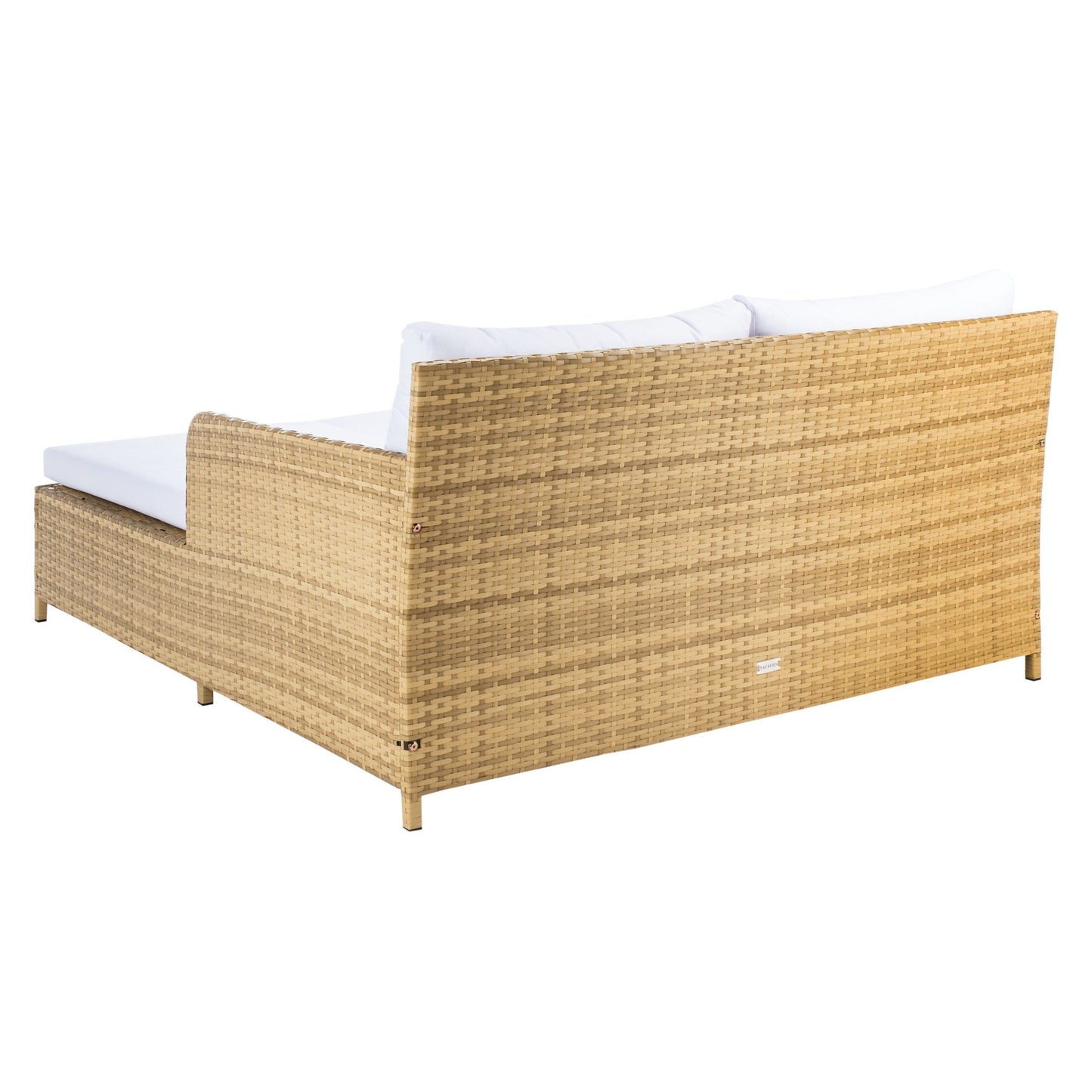 SAFAVIEH Taniyah, méridienne en osier d'extérieur avec coussins et oreillers - 135L x 71P x 157H (cm)