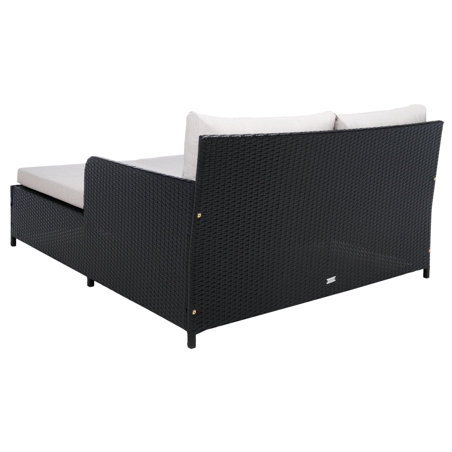 SAFAVIEH Taniyah, méridienne en osier d'extérieur avec coussins et oreillers - 135L x 71P x 157H (cm)