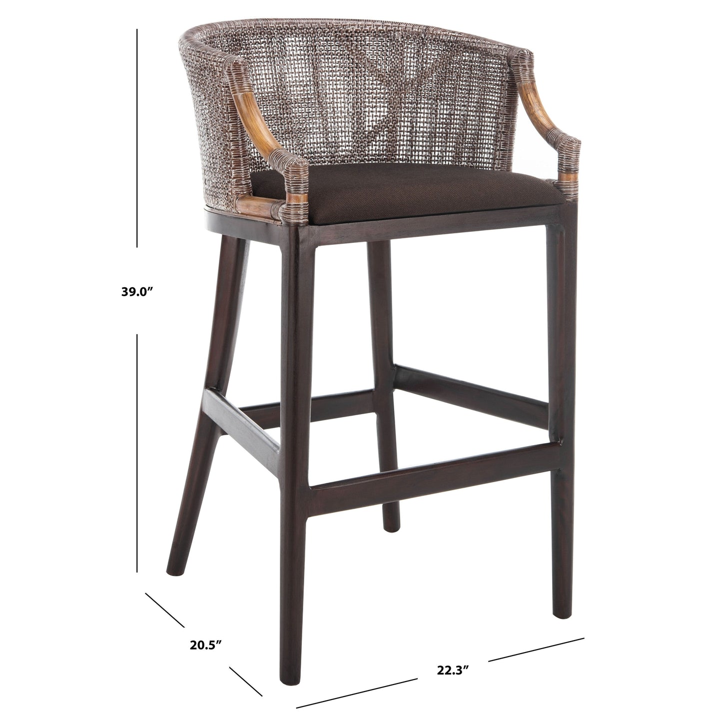 Tabouret de bar en rotin SAFAVIEH Virona de 76 cm (30 pouces) - 56,6 L x 52,1 P x 99,1 H - 56,6Lx52,1Px99,1H