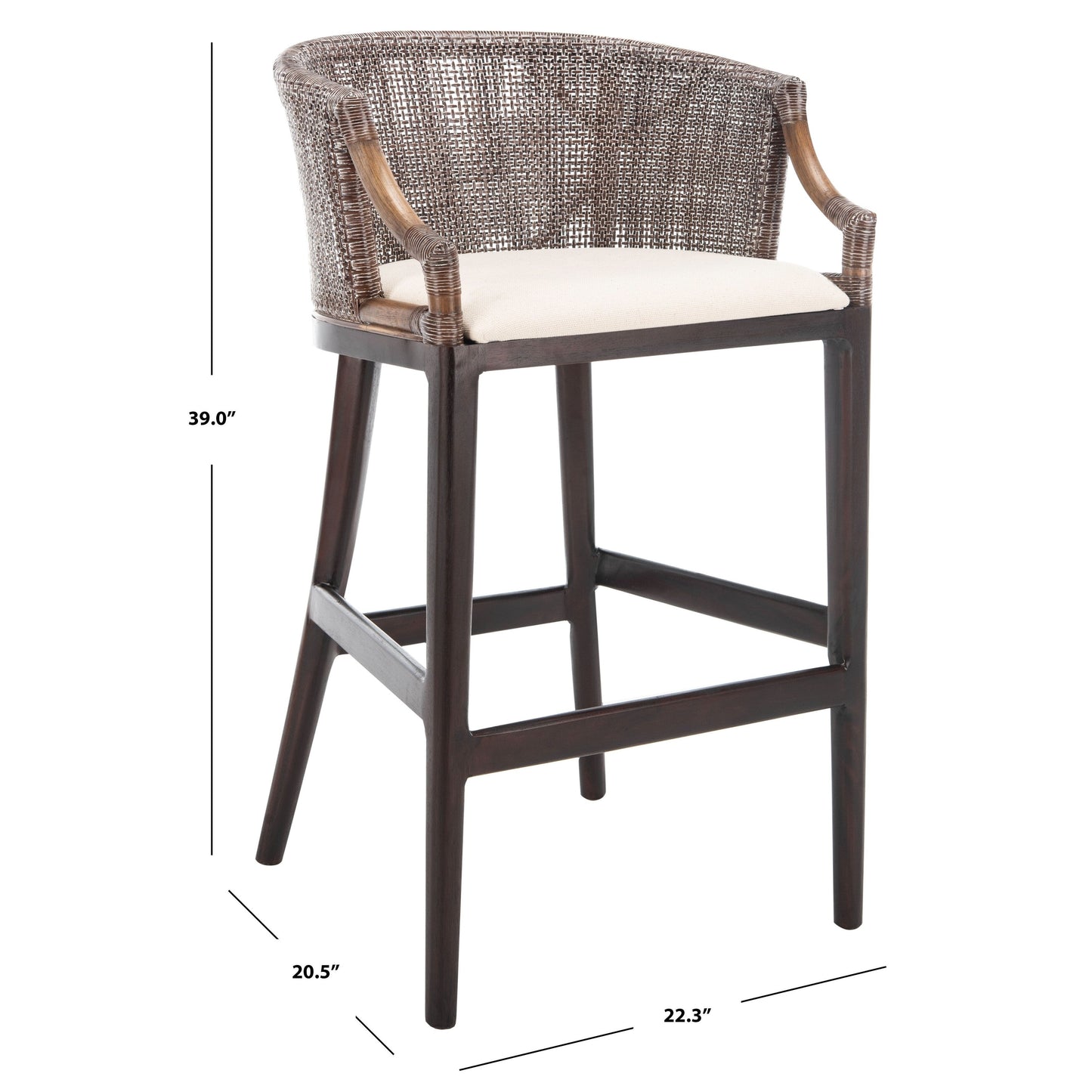 Tabouret de bar en rotin SAFAVIEH Virona de 76 cm (30 pouces) - 56,6 L x 52,1 P x 99,1 H - 56,6Lx52,1Px99,1H